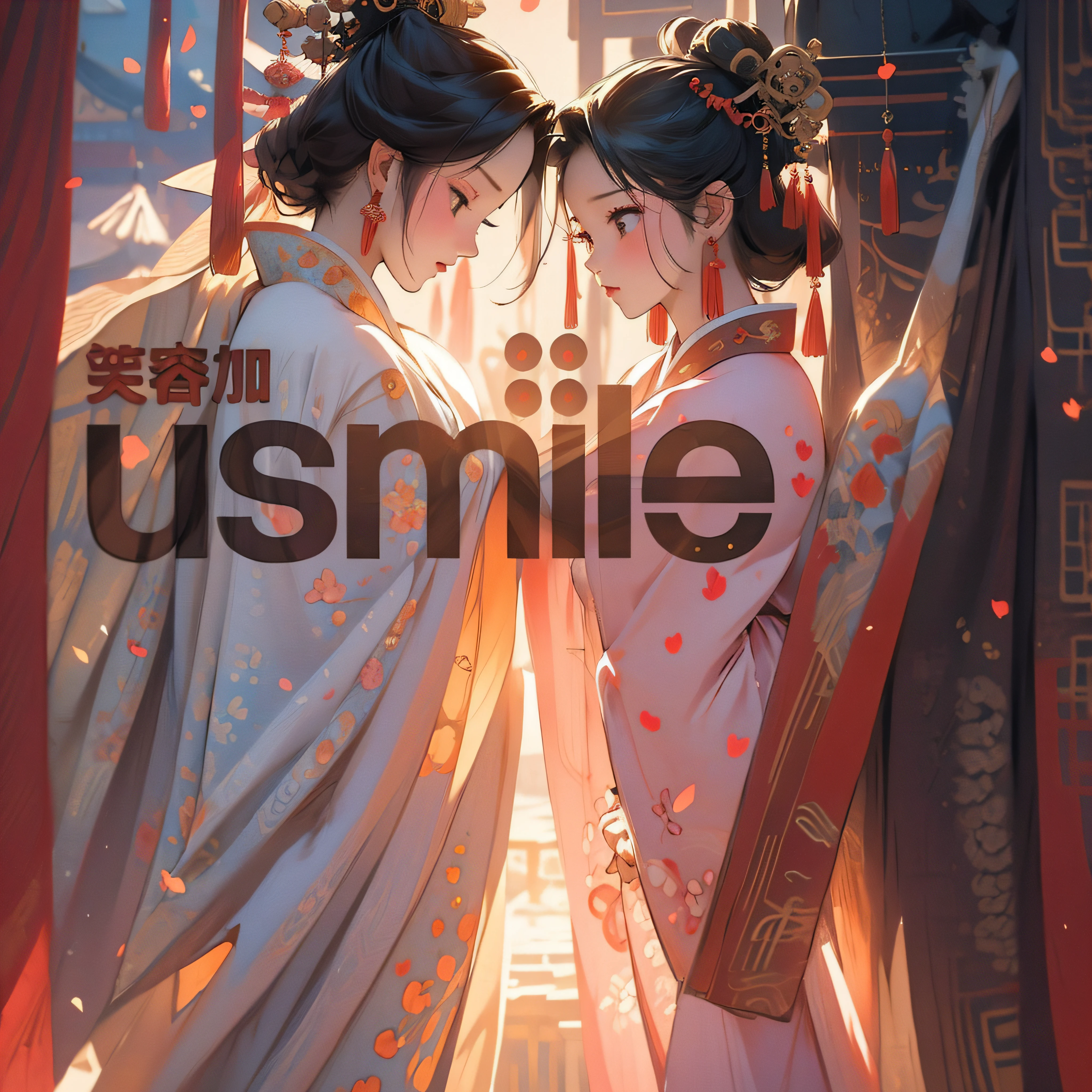 Tanabata,Chinese big breasts,Traditional China,Realiy,tmasterpiece,8K,4K,In pink,couple,Valentine's Day,𝓡𝓸𝓶𝓪𝓷𝓽𝓲𝓬,hugs,Look at each other,Sweet,amarelo,Contre-Jour,cameras,mountain water,