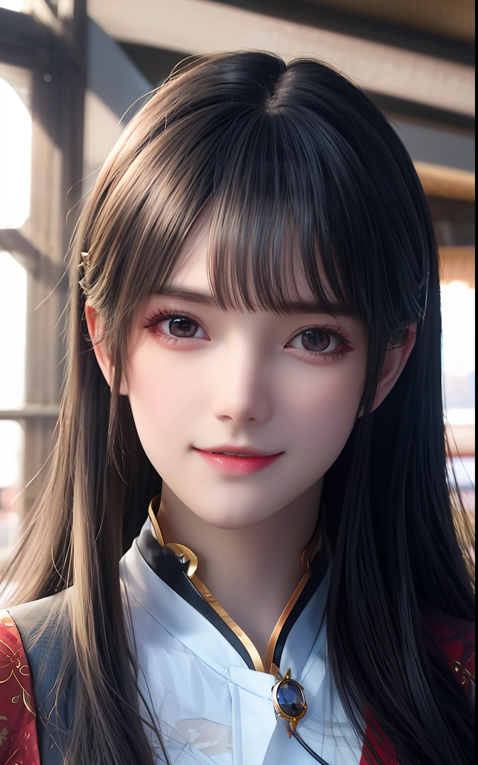 silber hair、ulzzang -6500-v1.1, (Photorealsitic:1.4), animesque、anime styled、ssmile、portraitures、Beautiful, Moist eyes like clear glass、Beautiful detailed woman, extremely detailed eye and face, Beautiful detailed eyes,huge filesize, ultra-detailliert, hight resolution, ighly detailed, top-quality, masterpiece, illustratio, ighly detailed, nffsw, unification, 8k wallpaper, splendid, finely detail, masterpiece, top-quality, Highly detailed ticker uniform 8K wallpaper, Light on the Face、电影灯光、