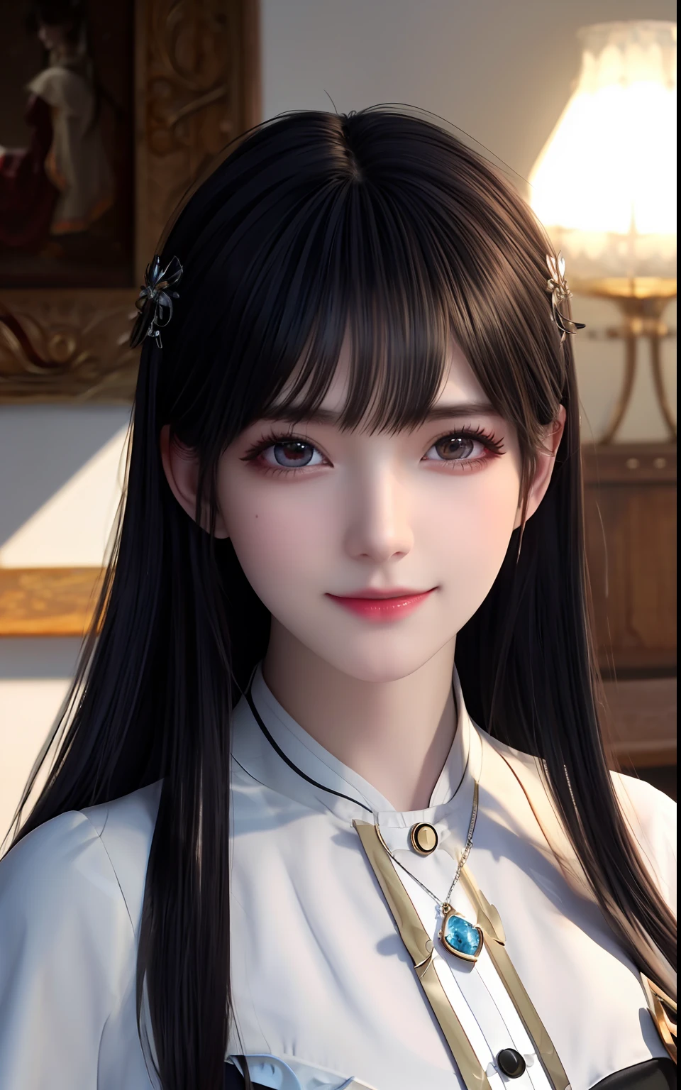 silber hair、ulzzang -6500-v1.1, (Photorealsitic:1.4), animesque、anime styled、ssmile、portraitures、Beautiful, Moist eyes like clear glass、Beautiful detailed woman, extremely detailed eye and face, Beautiful detailed eyes,huge filesize, ultra-detailliert, hight resolution, ighly detailed, top-quality, ​masterpiece, illustratio, ighly detailed, nffsw, unification, 8k wallpaper, splendid, finely detail, ​masterpiece, top-quality, Highly detailed ticker uniform 8K wallpaper, Light on the Face、电影灯光、