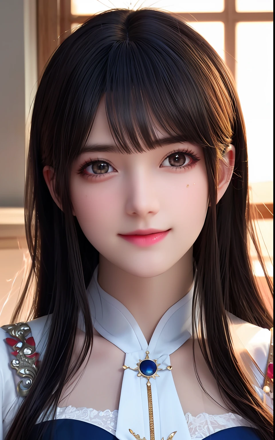 silber hair、ulzzang -6500-v1.1, (Photorealsitic:1.4), animesque、anime styled、ssmile、portraitures、Beautiful, Moist eyes like clear glass、Beautiful detailed woman, extremely detailed eye and face, Beautiful detailed eyes,huge filesize, ultra-detailliert, hight resolution, ighly detailed, top-quality, ​masterpiece, illustratio, ighly detailed, nffsw, unification, 8k wallpaper, splendid, finely detail, ​masterpiece, top-quality, Highly detailed ticker uniform 8K wallpaper, Light on the Face、电影灯光、