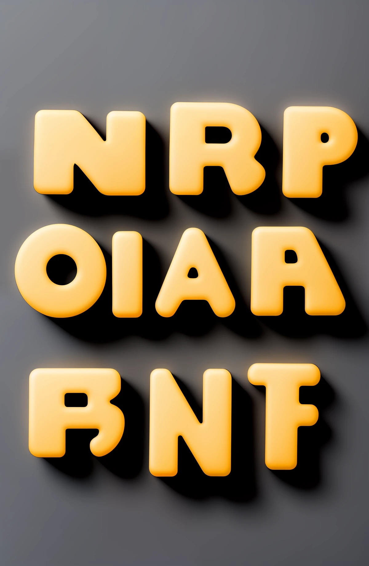 A few English letters on a solid gray background are skewed