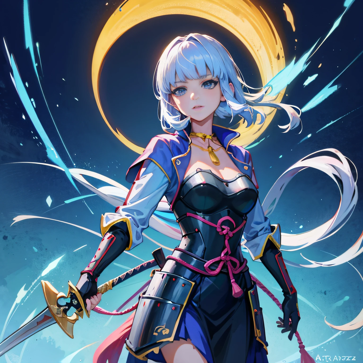 Anime - Style image of a woman with a sword and armor, by Knight Arc, guweiz on artstation pixiv, Trends on Artstation Pixiv, guweiz on pixiv artstation, Arc Knight, Cuschart krenz, women's art major, Advanced Digital Anime Art, Characters in the video game Katana Zero, stunning character art, Anime Badass 8 K