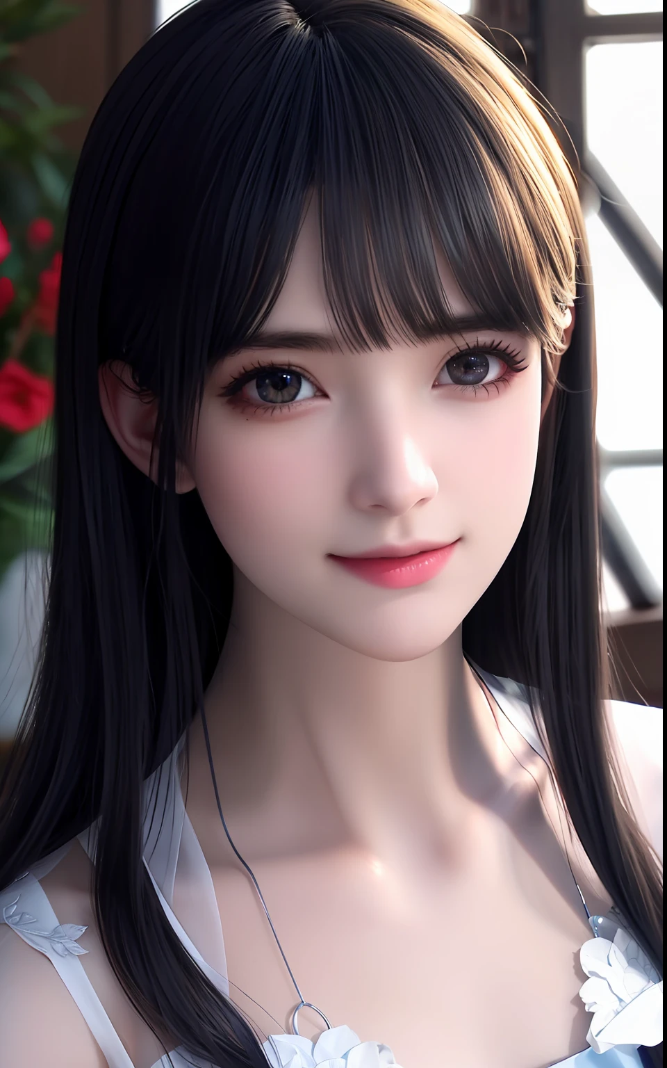 silber hair、ulzzang -6500-v1.1, (Photorealsitic:1.4), animesque、anime styled、ssmile、portraitures、Beautiful, Moist eyes like clear glass、Beautiful detailed woman, extremely detailed eye and face, Beautiful detailed eyes,huge filesize, ultra-detailliert, hight resolution, ighly detailed, top-quality, ​masterpiece, illustratio, ighly detailed, nffsw, unification, 8k wallpaper, splendid, finely detail, ​masterpiece, top-quality, Highly detailed ticker uniform 8K wallpaper, Light on the Face、电影灯光、1８Year old girl