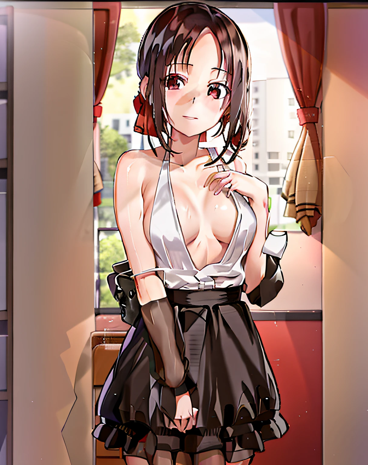 shinomiya_Kaguya,Exposed Body，no brassiere，2D，Photo style，full bodyesbian，high qulity，High definition，don't have clothes