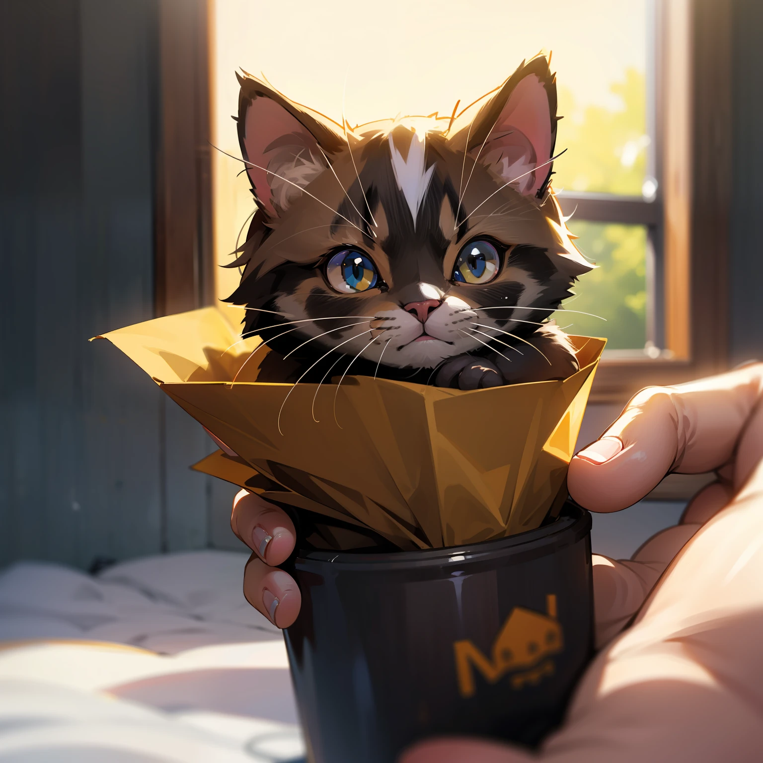 nvinkpunk，A very small kitten，adolable，The best quality，detail-rich，4 k，hdr，nakeness，Focus Clear，A high resolution