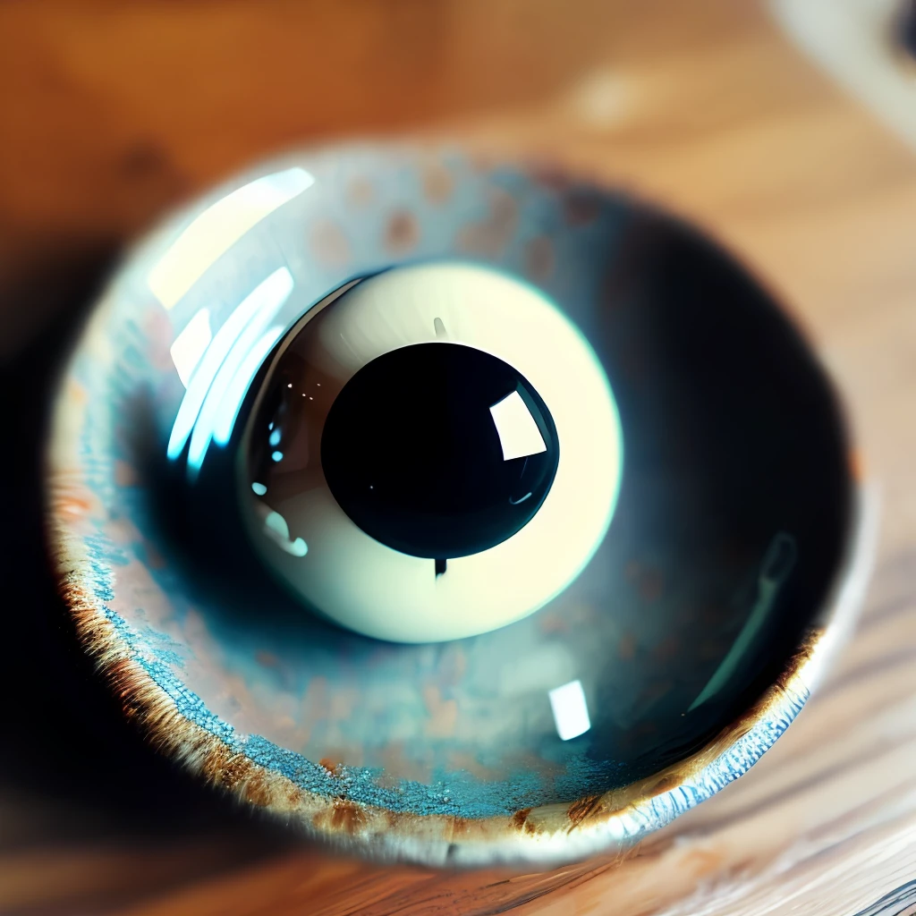 An eyeball placed on the table