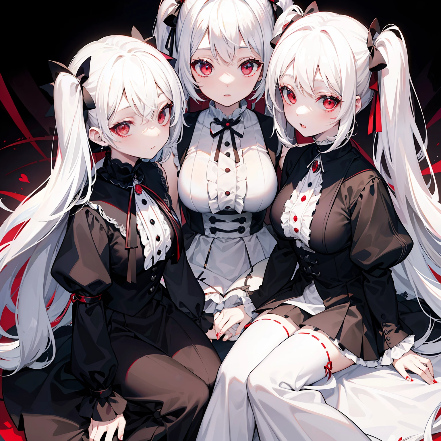 one girls、Twin-tailed White hair red eyes Dressed in Gothic ta radiant eyes、Face Up、icons