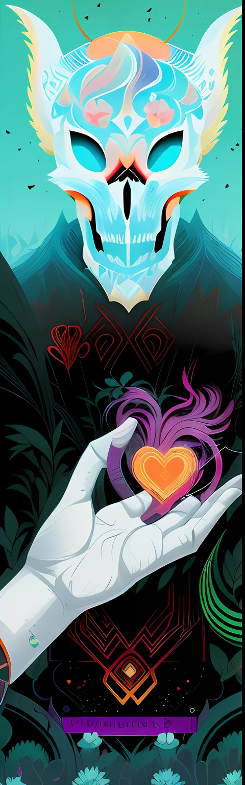 There is a poster,There is a picture of a man holding a heart on it, jen bartel, procreate illustration, brittney lee, concept art of love, kilian eng vibrant colours, full-colour illustration, Adobe Illustrator Art, full art illustration, kilian eng vibrant colours, in the style of Cyril Rolando, Inspired by Cyril Rolando, Stylized digital illustration
