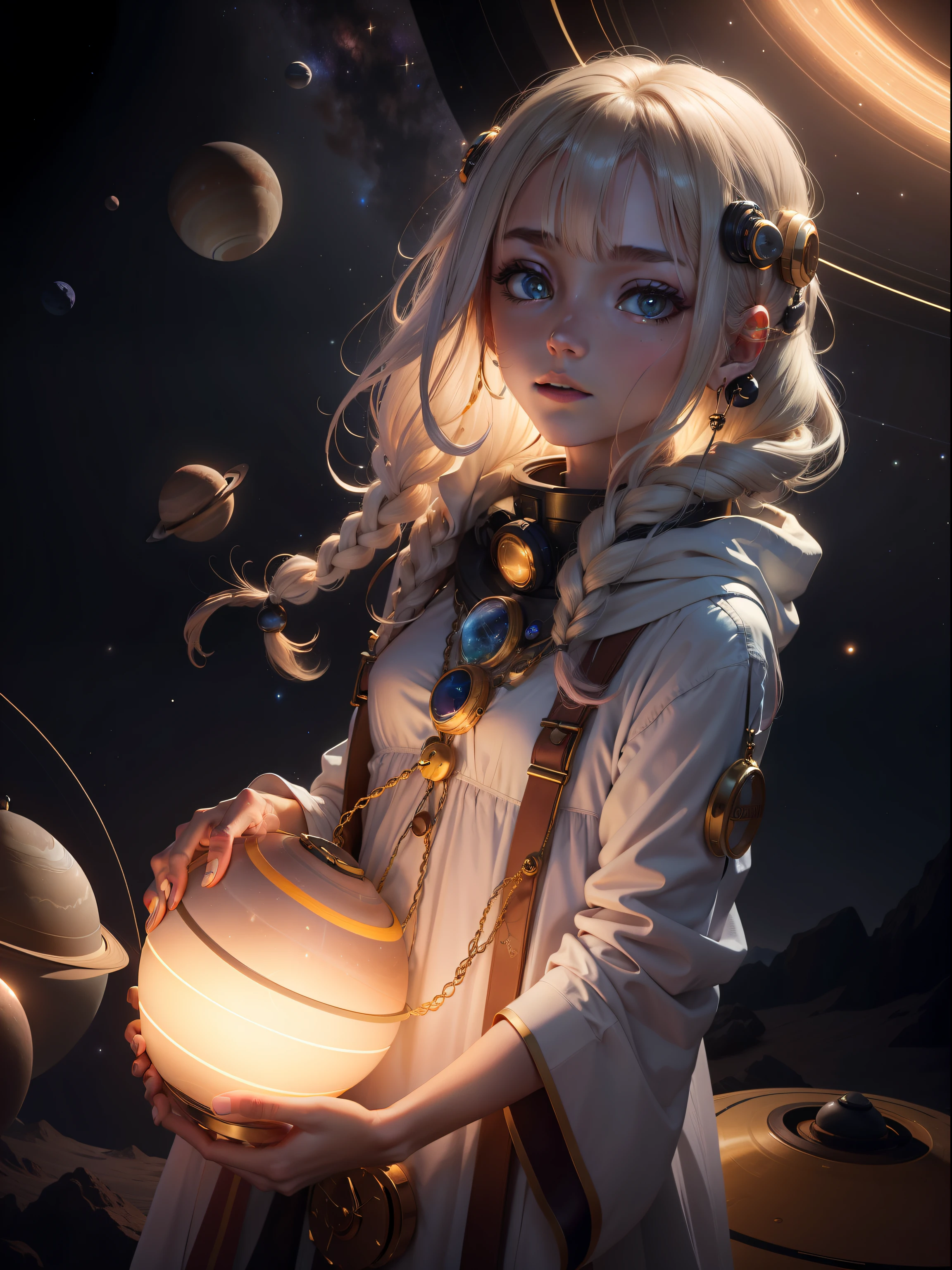 Saturn Mystical Many planets Shining in the dark No sound vacuum Locket Dreams wanting