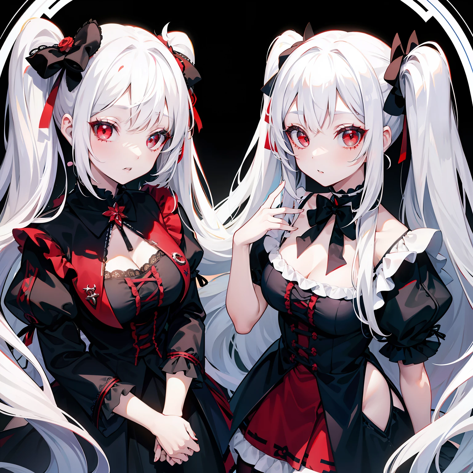 one girls、Twin-tailed White hair red eyes Dressed in Gothic Lolita radiant eyes、Face Up、icons