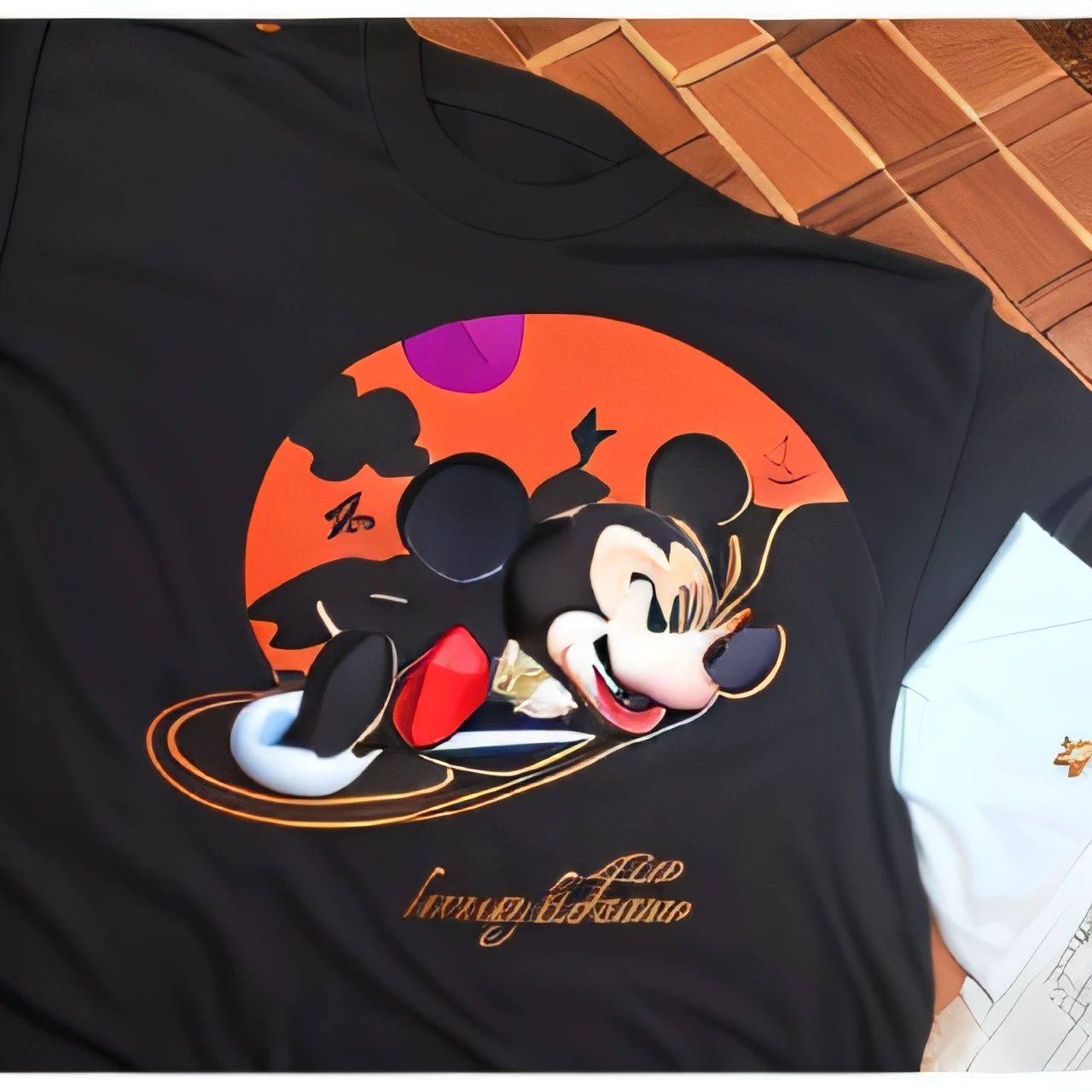 Mickey Mouse T - Camisa com um Mickey Mouse segurando um guarda-chuva, alto detique, IGH detalhado, alto detalhamento, highdetaild, altamente detalhado, roupas de alto detalhe, alta alta qualidade, Disney!!, desenho animado altamente detalhado, hihgly detalhado, alta qualidade!!!!!, Detalhe alto, hight detalhado, highdetailed, altamente elegante, Disney vintage