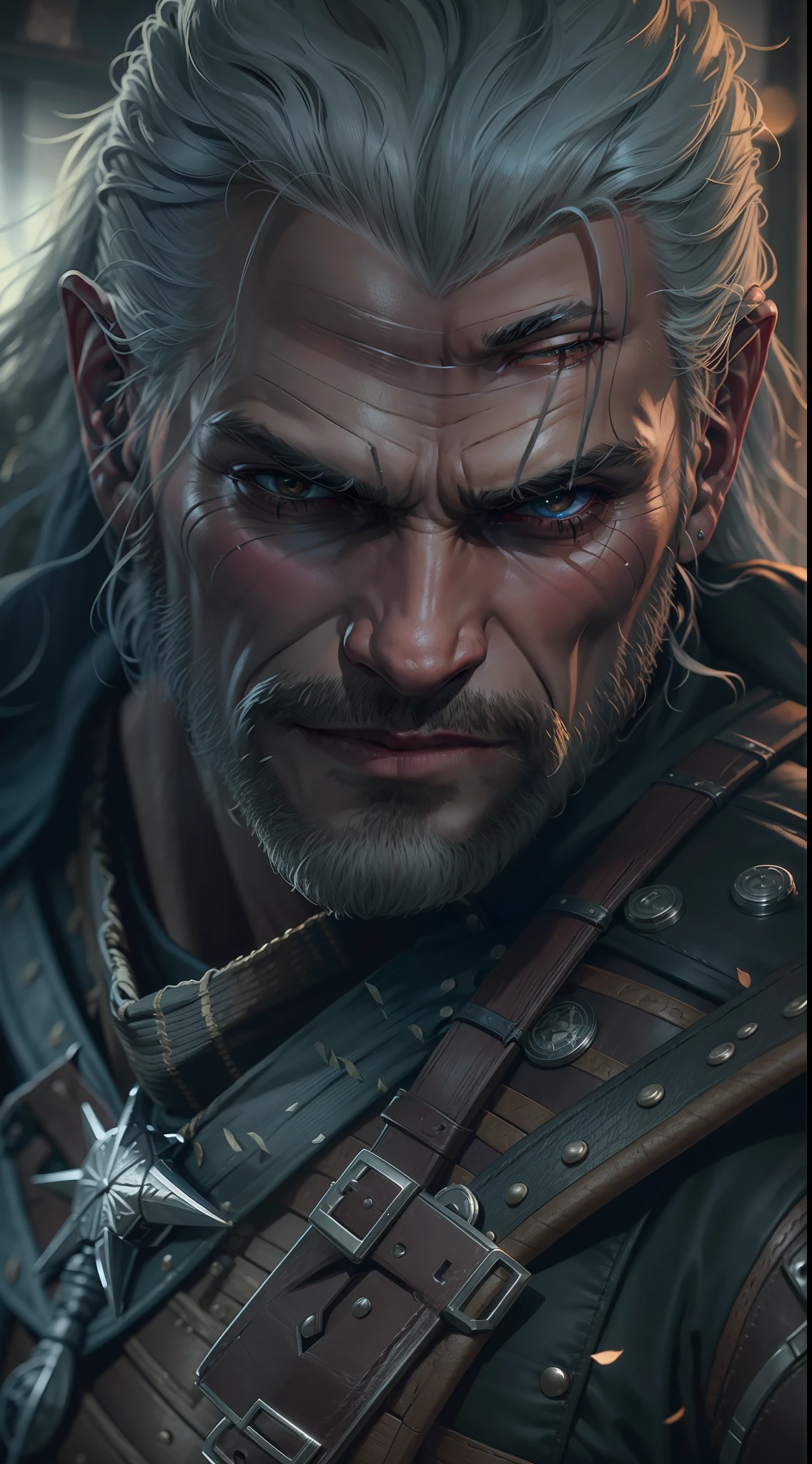 The Witcher Geralt de Rivia ,35mm lens, photography, ultra details, precise texture details HDR, UHD,16K,