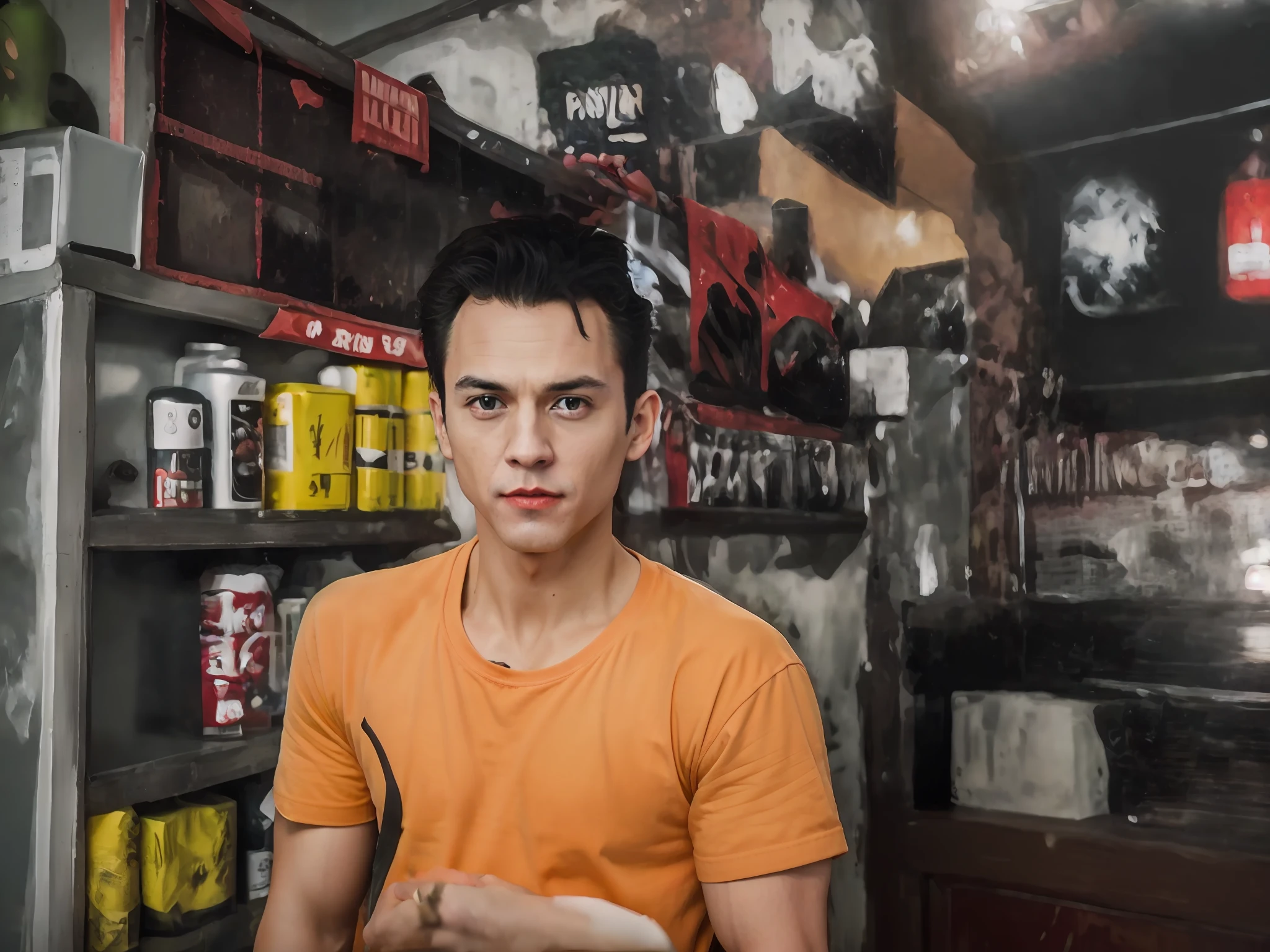 (8k, RAW photo, best quality, masterpiece:1.2), ultra detailed, official art, photo-realistic:1.37, upper body shot, DC Joker, film grain, action pose