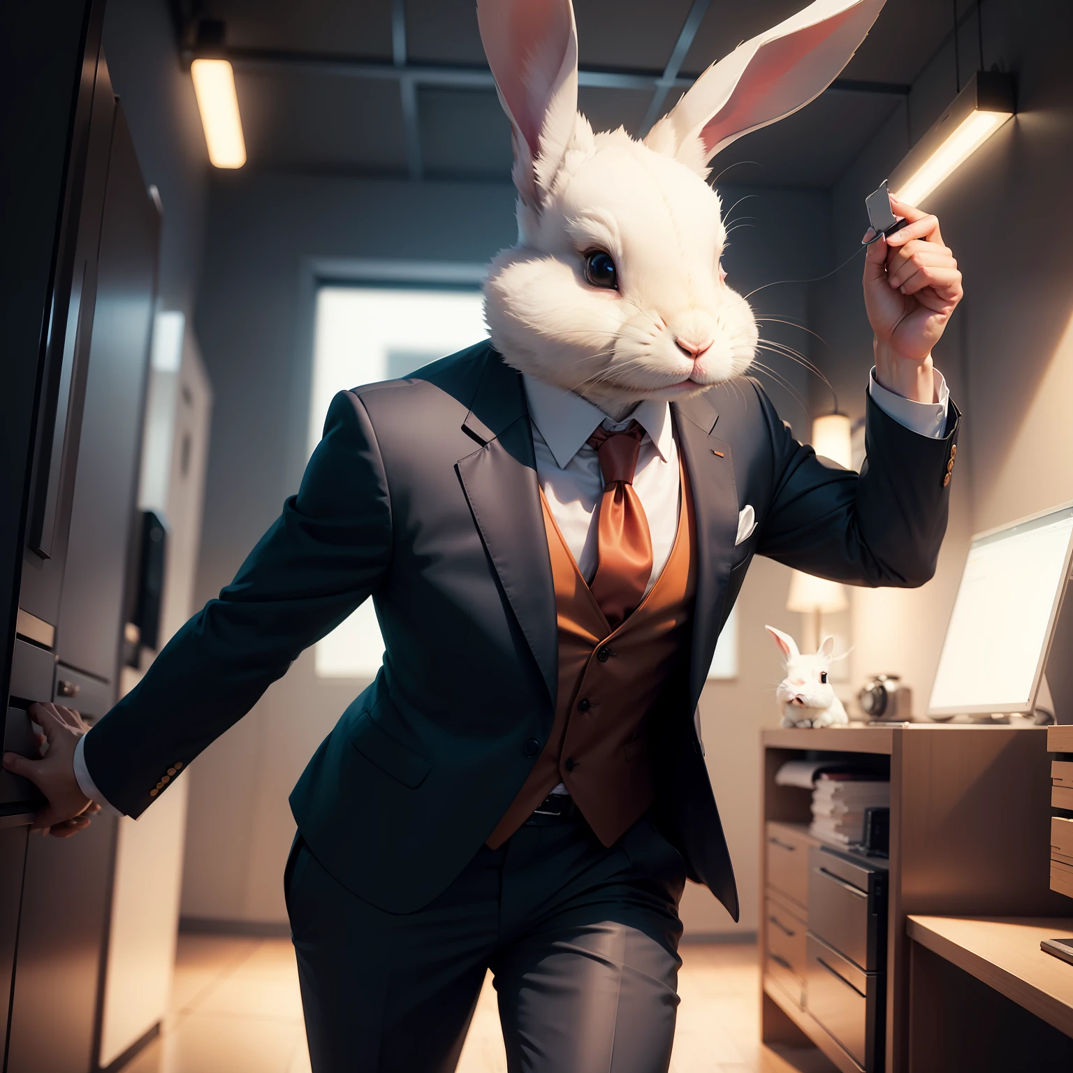 Rabbit dressed in a suit as a generative businessman