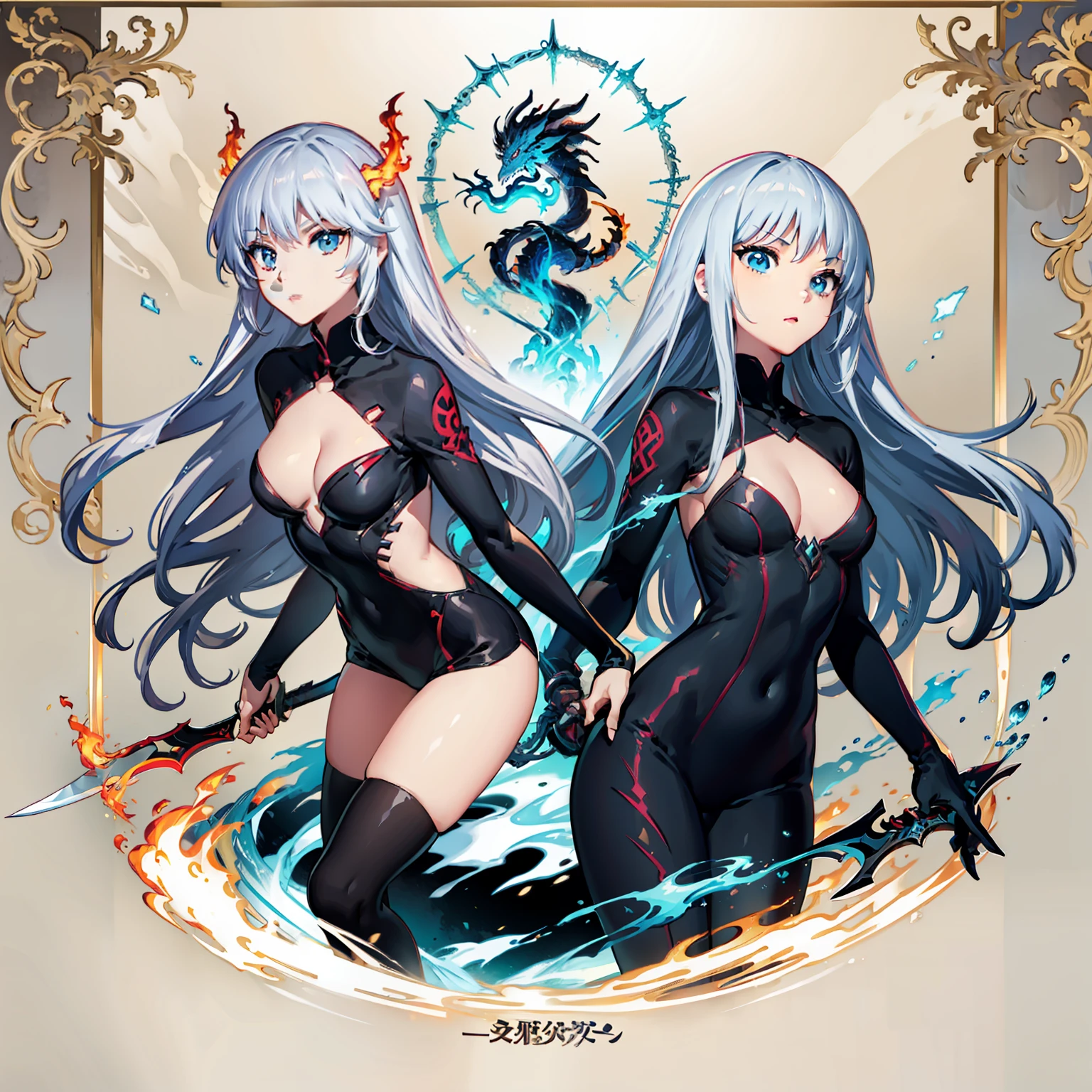 Extensive nudity,quadratic element,Fire Dragon Maiden,big sword