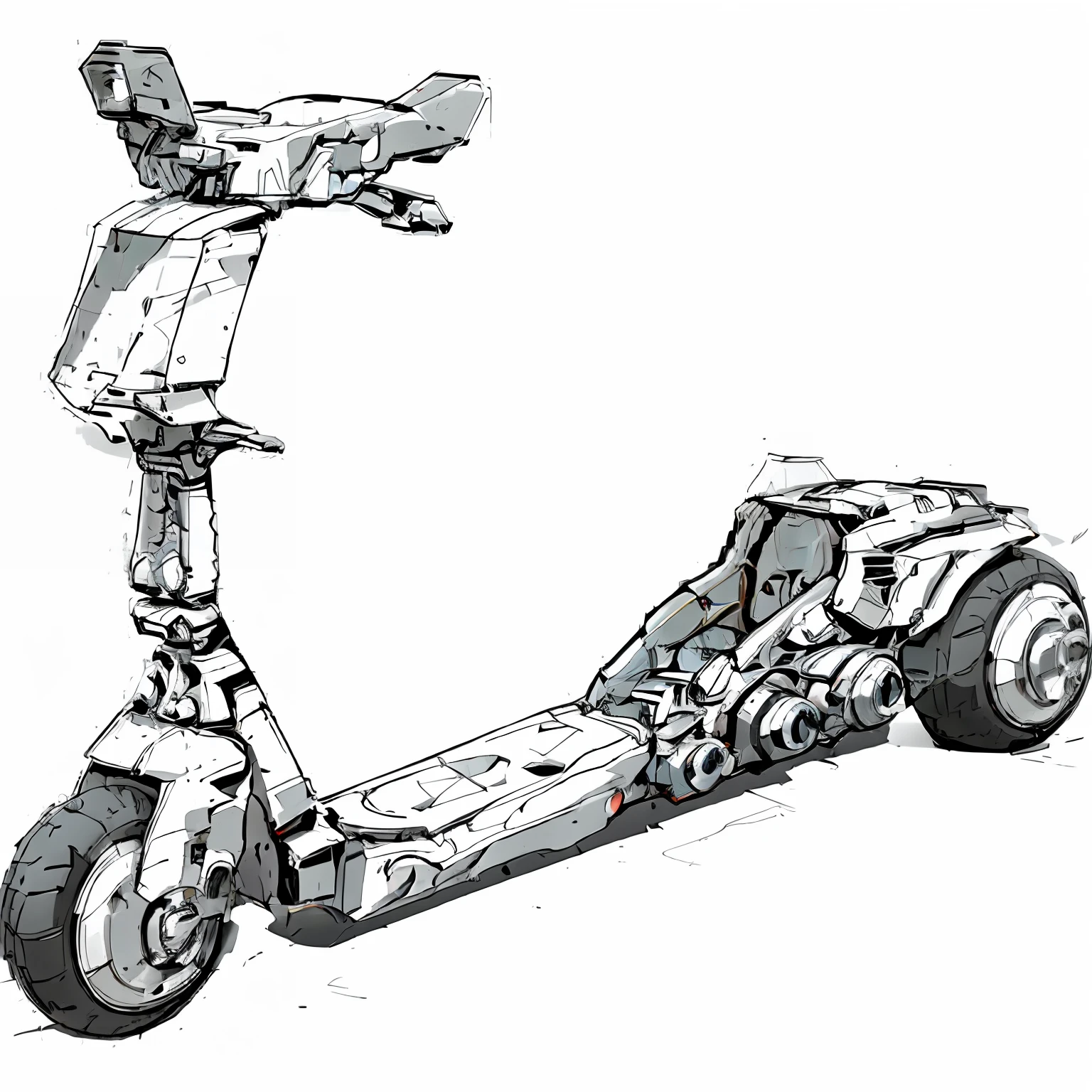 Scooter scooter diagram, exploded view, labeled diagrams, mechanical diagram, technical diagram, diagram schematic, technical detail, engineering diagram, A high resolution, dessin au trait, drawn image, top - view, Exploded parts assembly, front orthographic, Assembly instructions, cut-away, technical sketch, assembly drawing, Diagram representation, fig.1