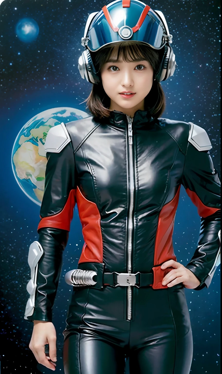 ultra-detailliert, hight resolution, top-quality, ​masterpiece, ((Leather cyborg suit)､(Pilot helmet)、kosmos､planetes