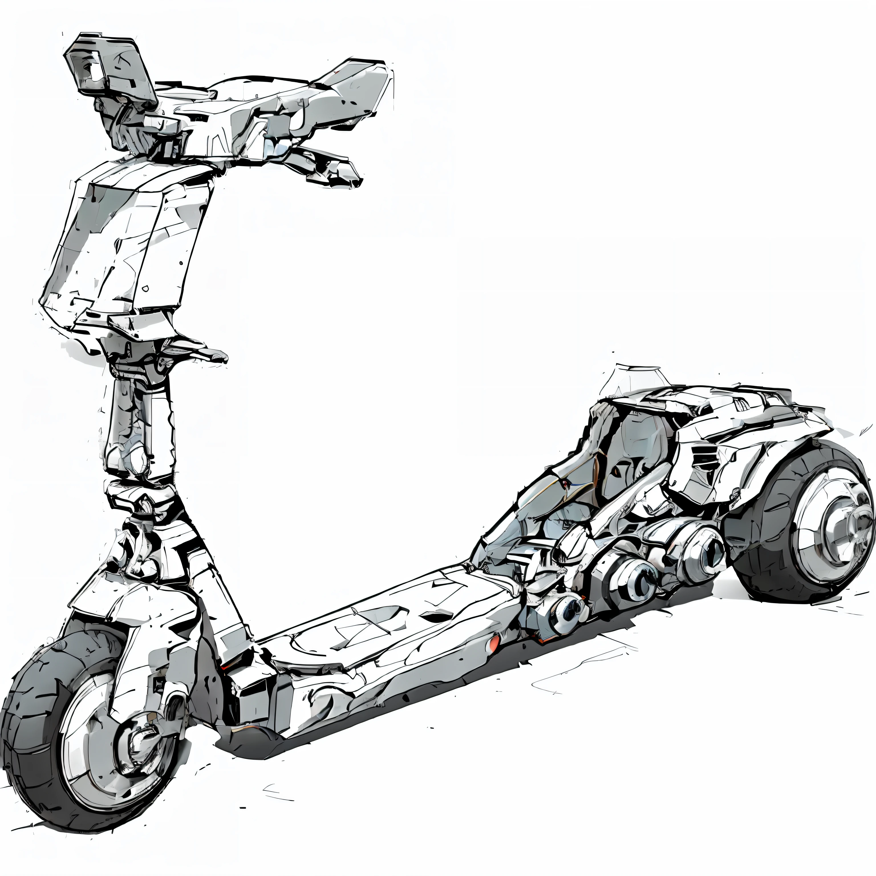 Scooter scooter diagram, exploded view, labeled diagrams, mechanical diagram, technical diagram, diagram schematic, technical detail, engineering diagram, A high resolution, dessin au trait, drawn image, top - view, Exploded parts assembly, front orthographic, Assembly instructions, cut-away, technical sketch, assembly drawing, Diagram representation, fig.1