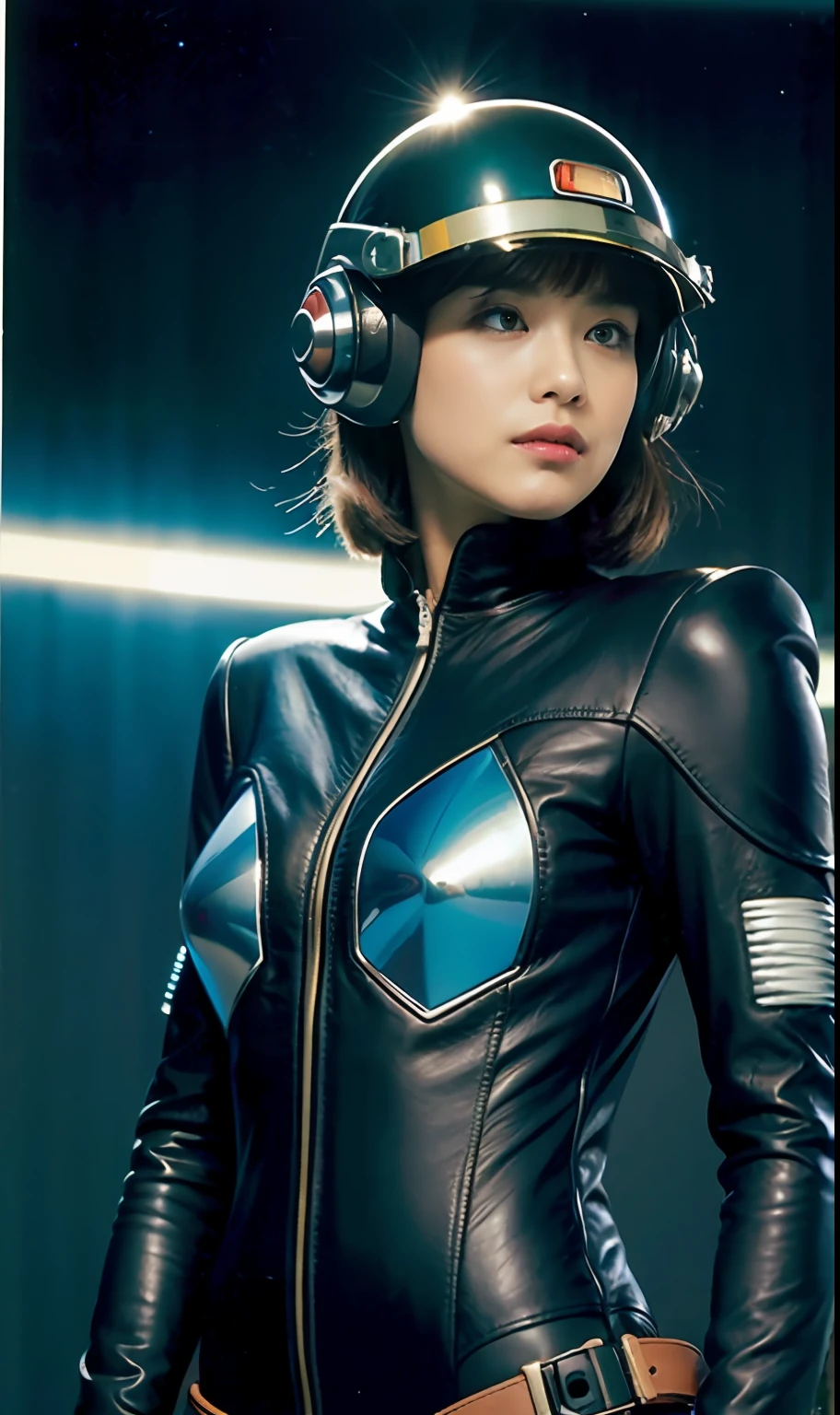 ultra-detailliert, hight resolution, top-quality, ​masterpiece, ((Leather cyborg suit)､(Pilot helmet)、kosmos､planetes
