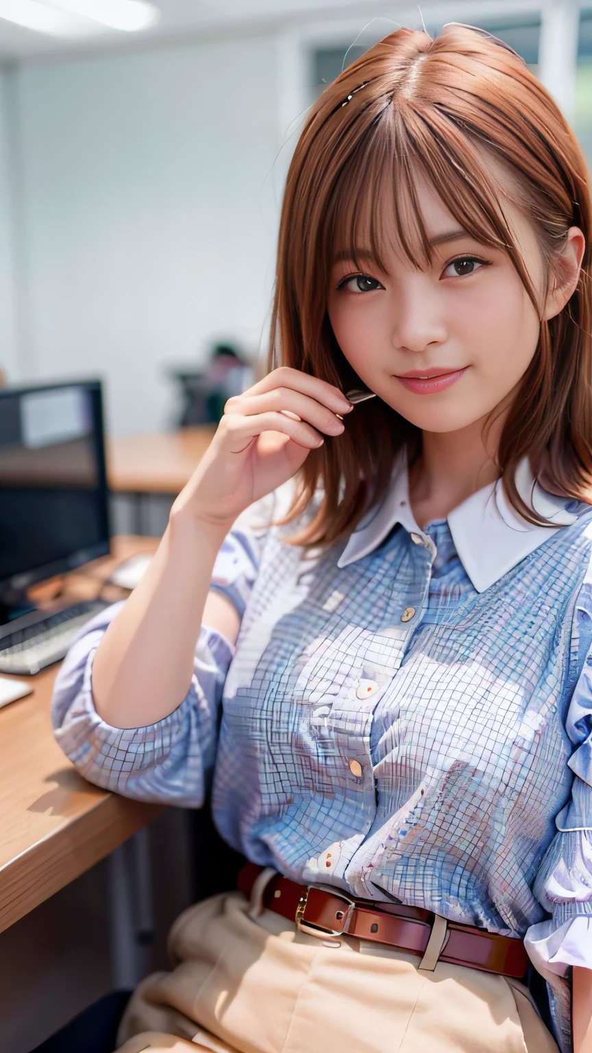 top-quality、Photorealsitic、8K、hight resolution、 1 a person、femele、s Office、(dent in the skin)、(profetional lighting、bokeh dof)、(s Office)、(a person々、Large crowds:0.6)、rinka、(natta:1.2)、 (portlate:0.6)、(dynamicposes:1.2)、softlighting、(masutepiece, top-quality:1.1), (Ultra detailed 8K cg:1.2), (hyper realisitic:1.35), (Photorealistic:1.45), (Realistic:1.4), , 1 beautiful Japanese girl, 20 years old, super model, Japanese Idol, (Smile),ty、OL、Female Boss、Officelady、officeworker