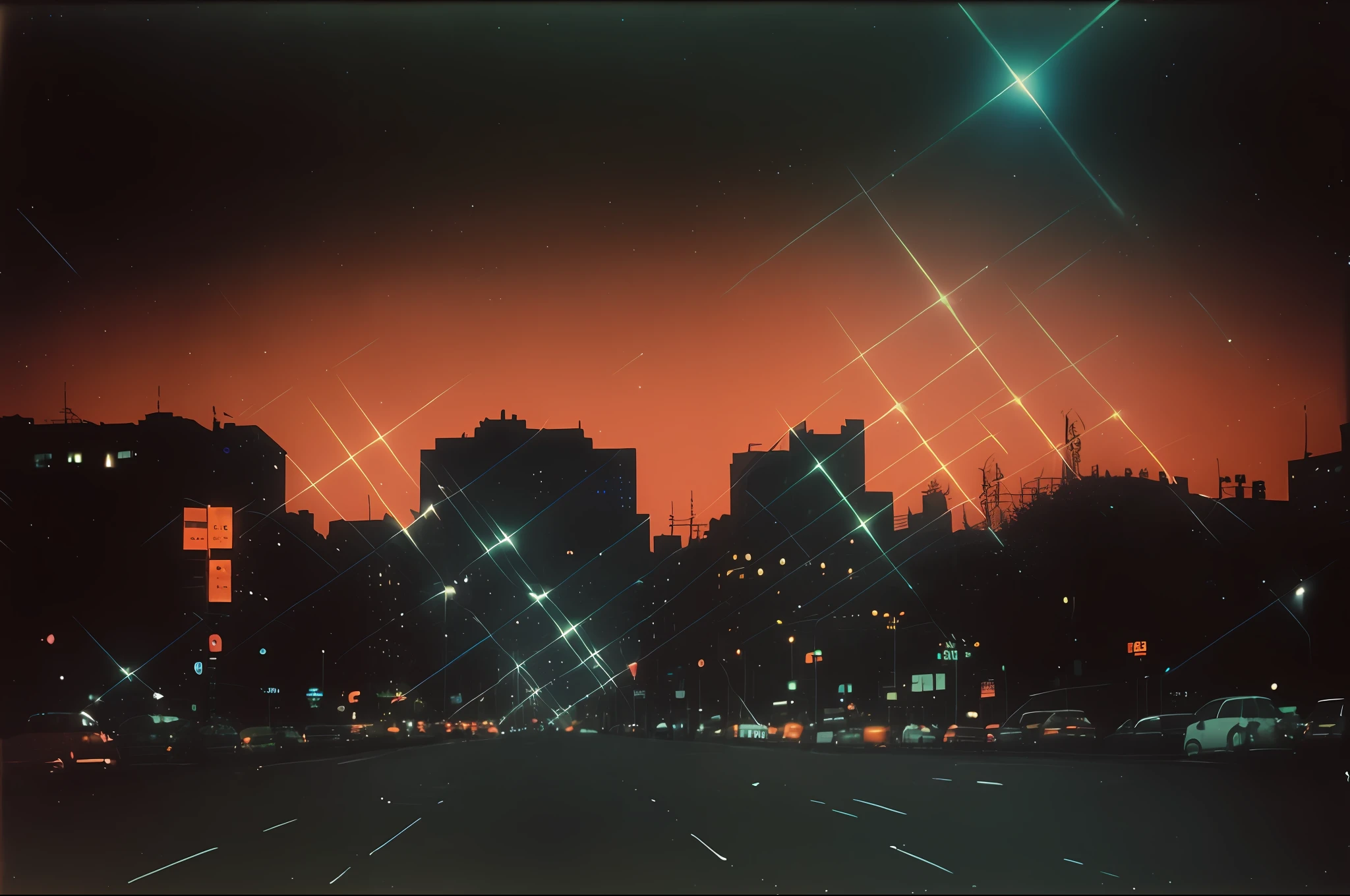 brightly lit city skyline at night with traffic lights and street lights, night city on the background, ethereal starlit city at sunset, night cityscape, with orange street lights, by Ludwik Konarzewski, night city, twilight city on the background, kodakchrome : : 8 k, night city in the background, city night