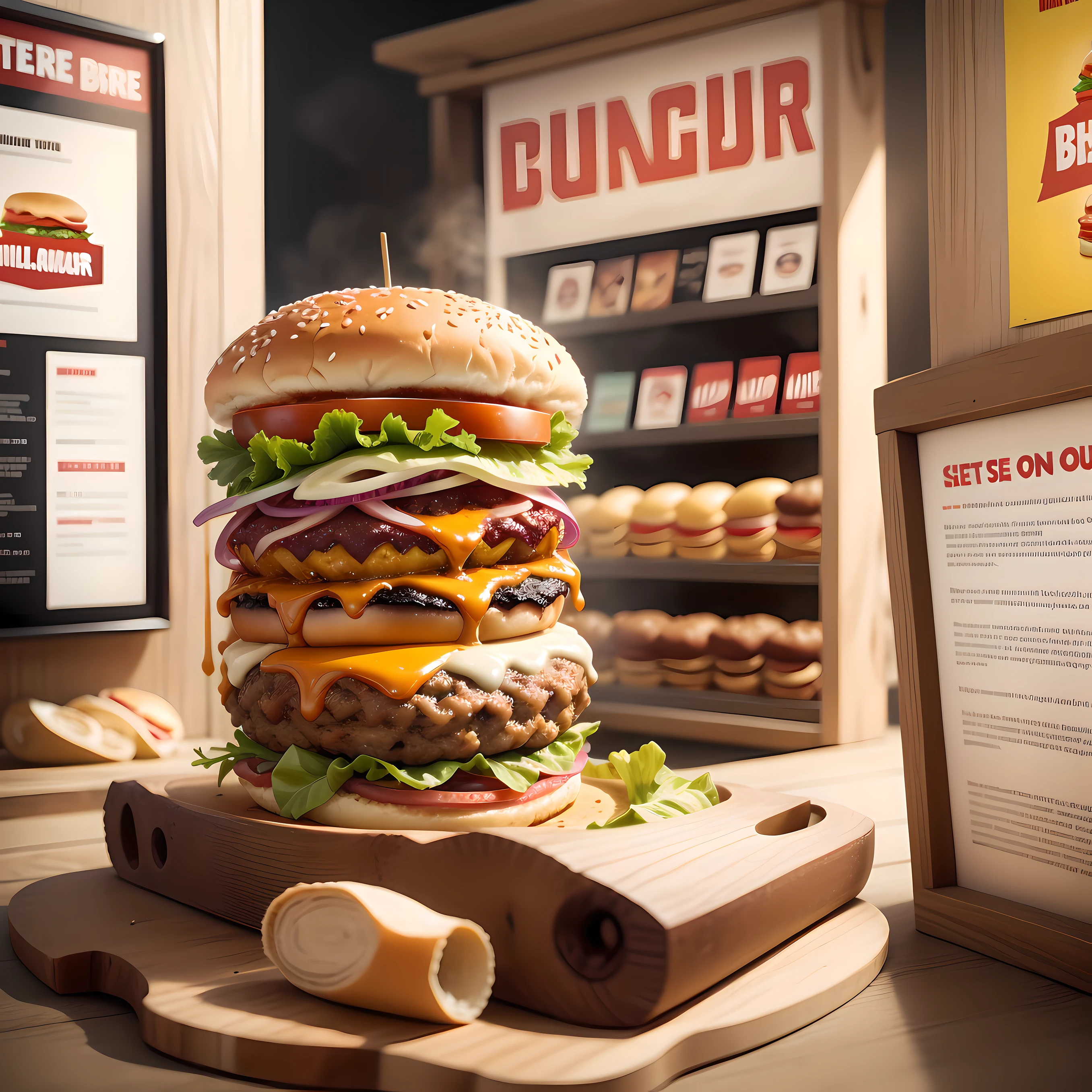 poster written hamburger promotion a photo of a delicious burger, escrito aproveite essa maravilha