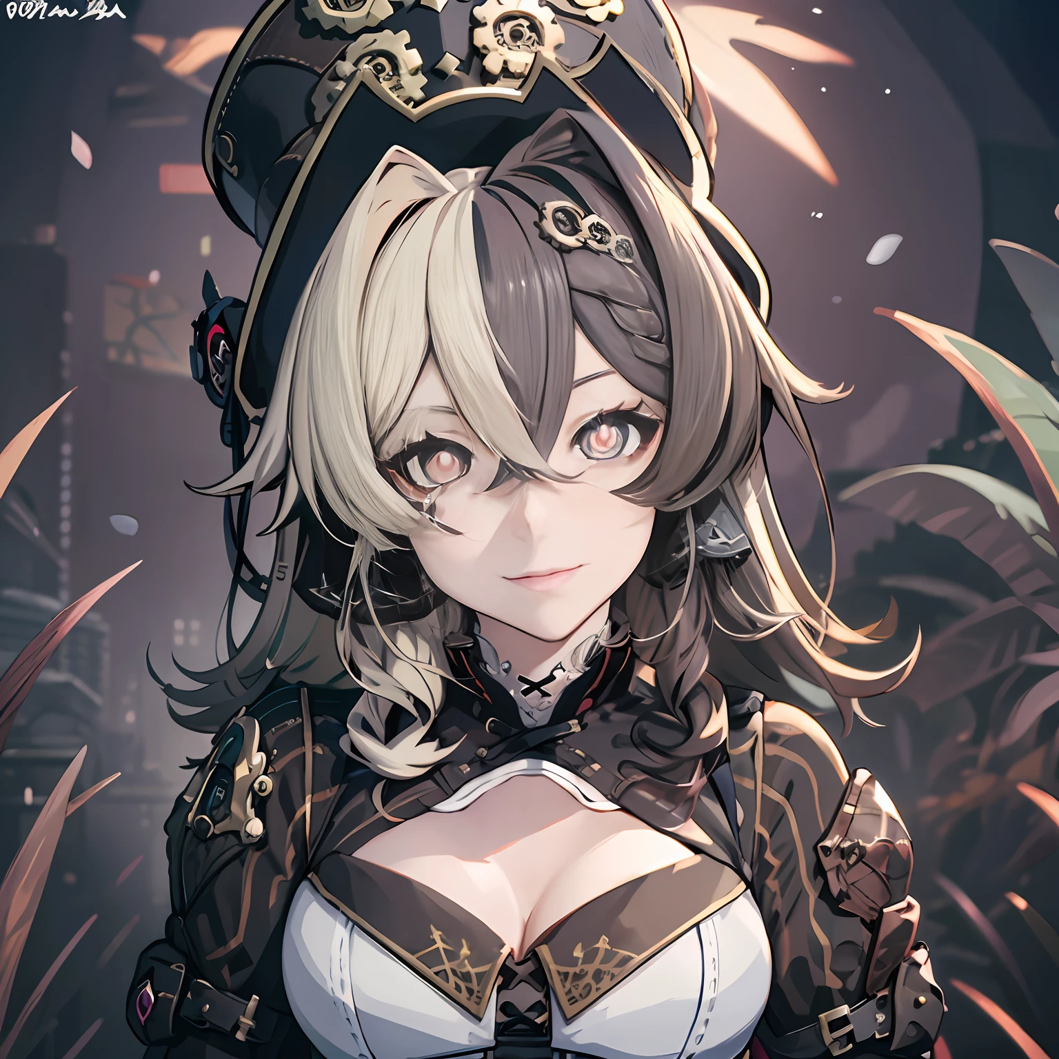 evil, Dilated Pupils, (evil smile:0.9), mad, Satan's disciples, anime style, Surrealism, cowboy shot, 8k, ultra-detail, 巨作, (1girl), Top hat, And you are in(Honkai Impact 3)