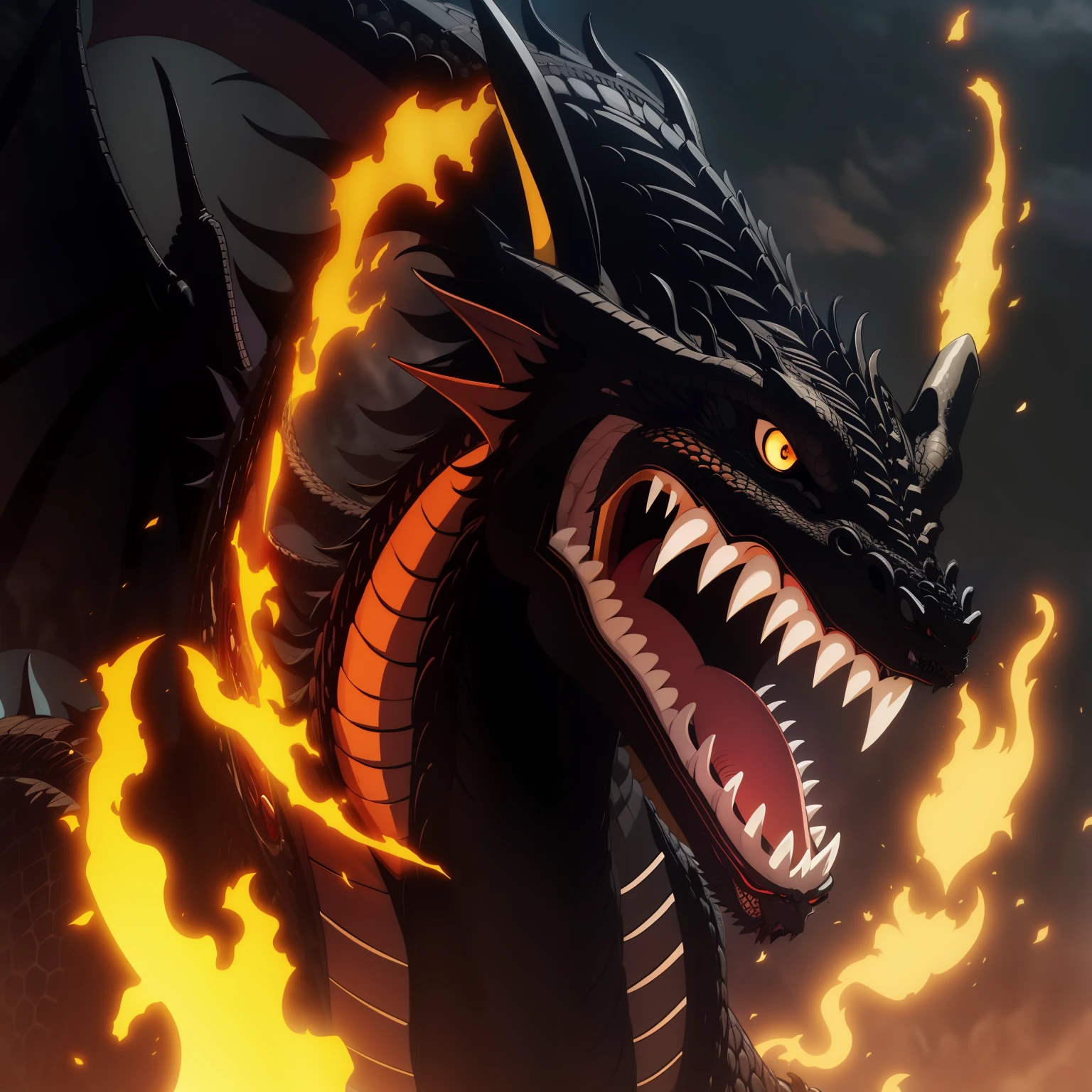 Black Dragon Head Open Mouth