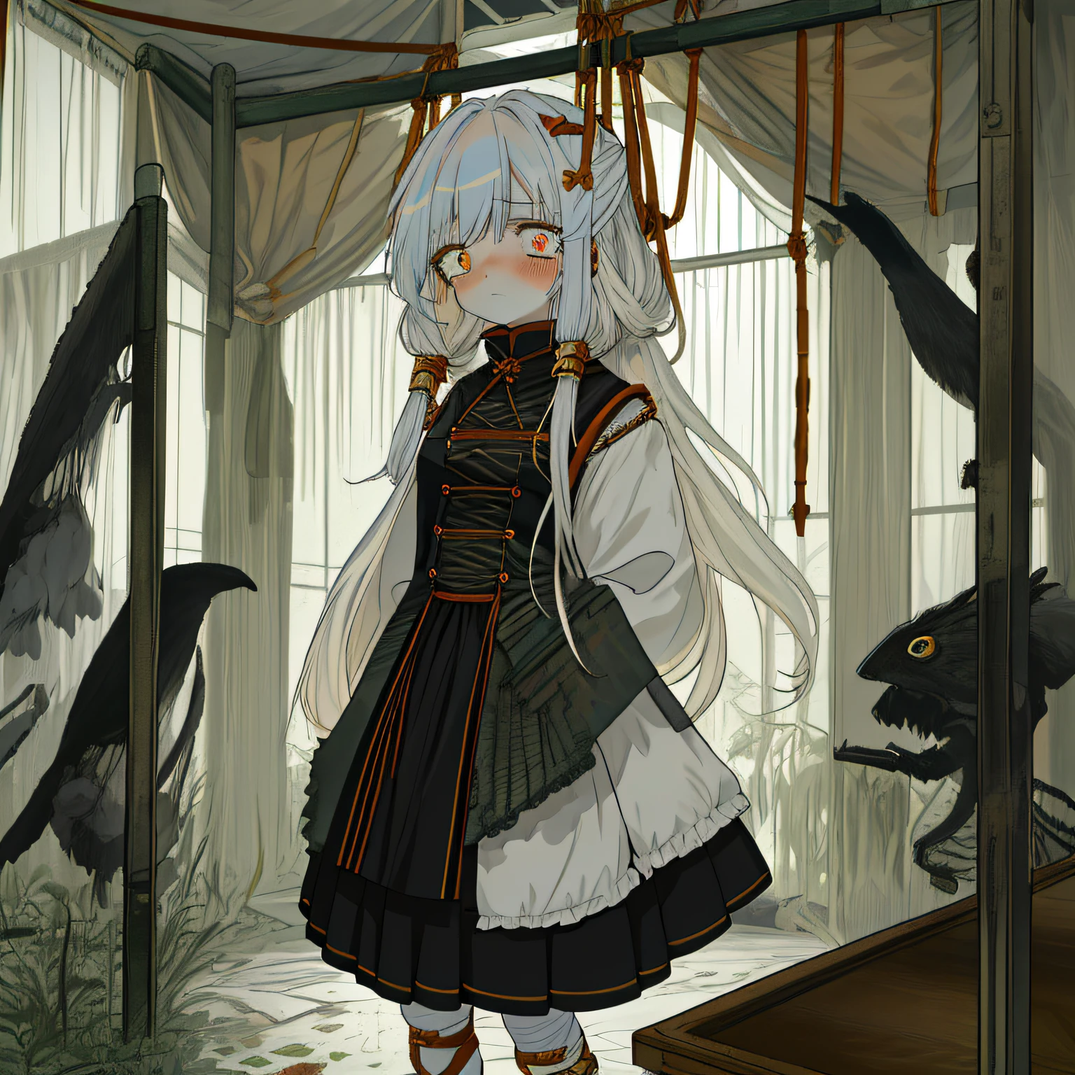 captivity,binding,Tortoiseshell bondage,hypnotized,femdom,wounded,small loli,white color hair,dreads,weeping,underdressing