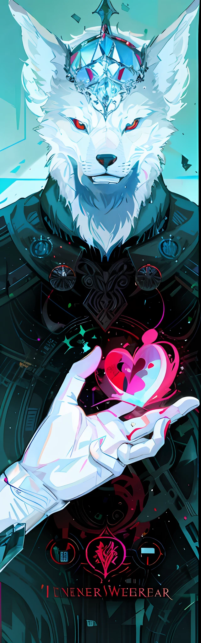 White Werewolf A red human heart in his hand