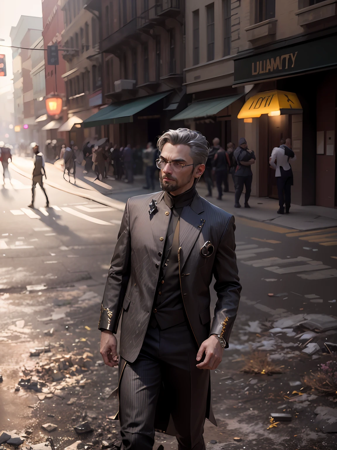 Marvel, realistically, dynamic lights, old, gray stubble, full shoot, (extremely detailed CG unity 8k wallpaper), trending on ArtStation, trending on CGSociety, High Detail, Sharp focus, dramatic, photorealistic,change outfit and wear a heavy and luxury outfit hero look, handsome boy , realistic face,8k, ultra realistic face