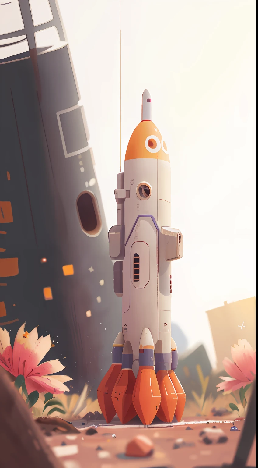 1rocket on the ground, perfect quality, clear focus (clutter - home: 0.8), (masterpiece: 1.2) (realistic: 1.2) (bokeh) (best quality) (detailed skin: 1.3) (complex details) (8K) (sharp focus), clean background, white background, long view composition, 85MM SHOT