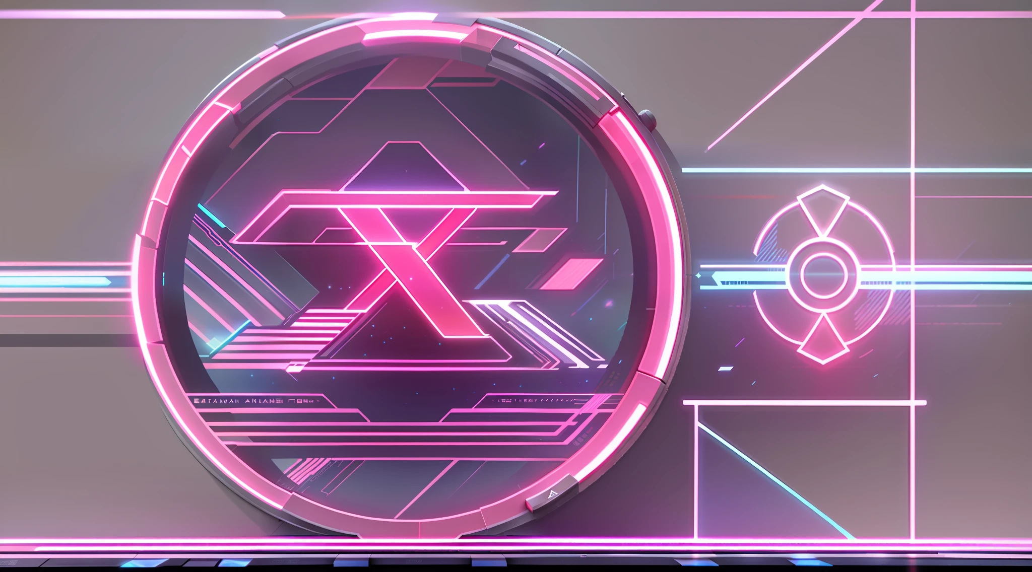 X shape wrist hologram + anime tech
Angular X architecture + futuristic city
Circular logo projected from aircraft + sci fi
environment uses X as motif + neon lights