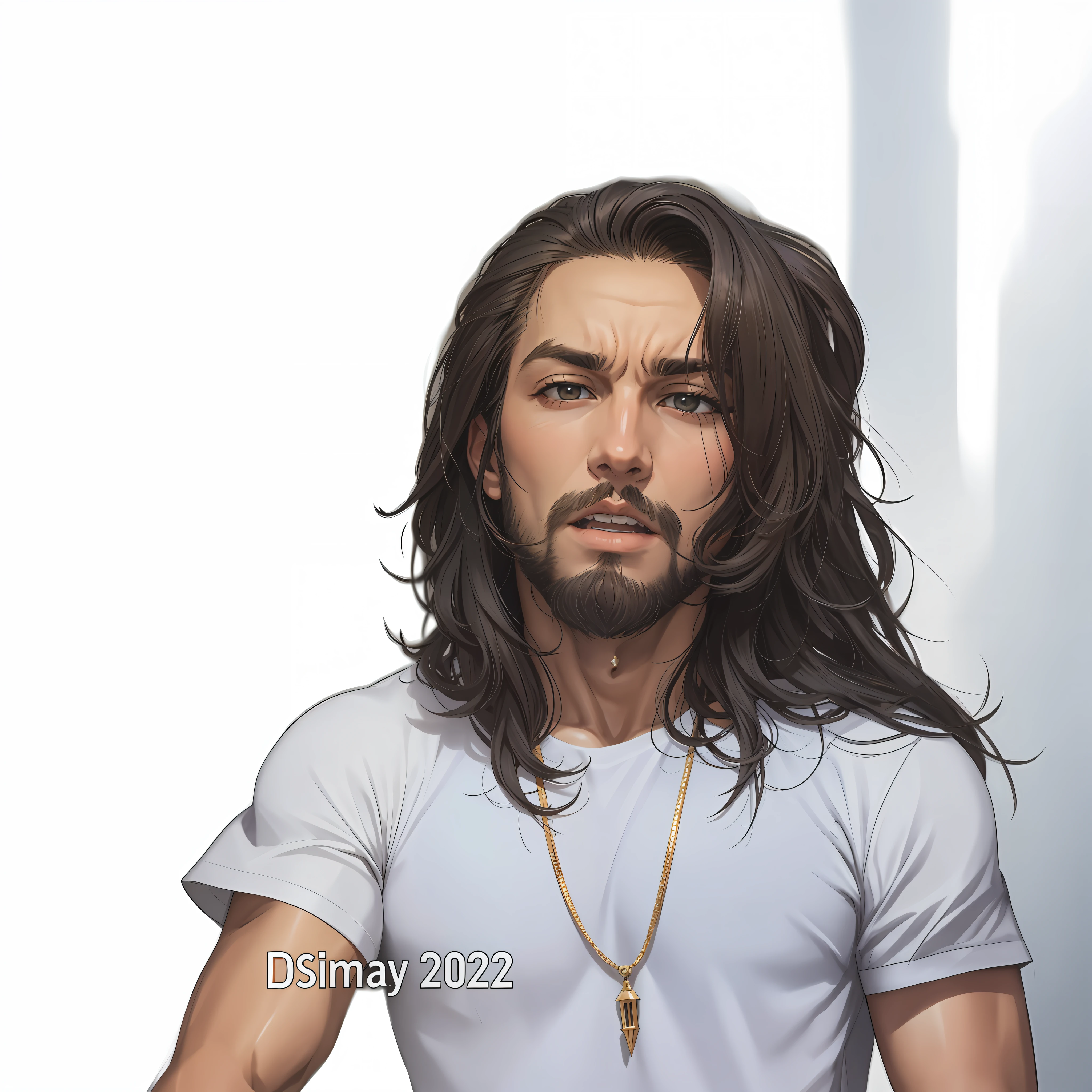 a close up of a man with long hair and a beard, detailed character portrait, realistic artstyle, anime handsome man, ilya kuvshinov with long hair, inspired by Adam Dario Keel, human male character art, handsome guy in demon slayer art, stanely artgerm, anime portrait of a handsome man, in the art style of bowater