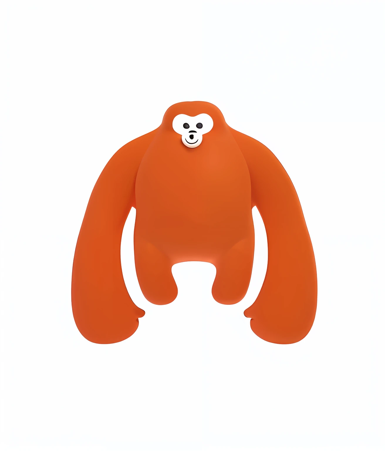 Orange fat gibbon,The head and body are joined together,The connection between the head and the body is smooth,No teeth,no neck,Smooth surface,Short legs,White face,The eyes are two black dots,Fish-shaped mouth spits bubbles,The mouth pouted,