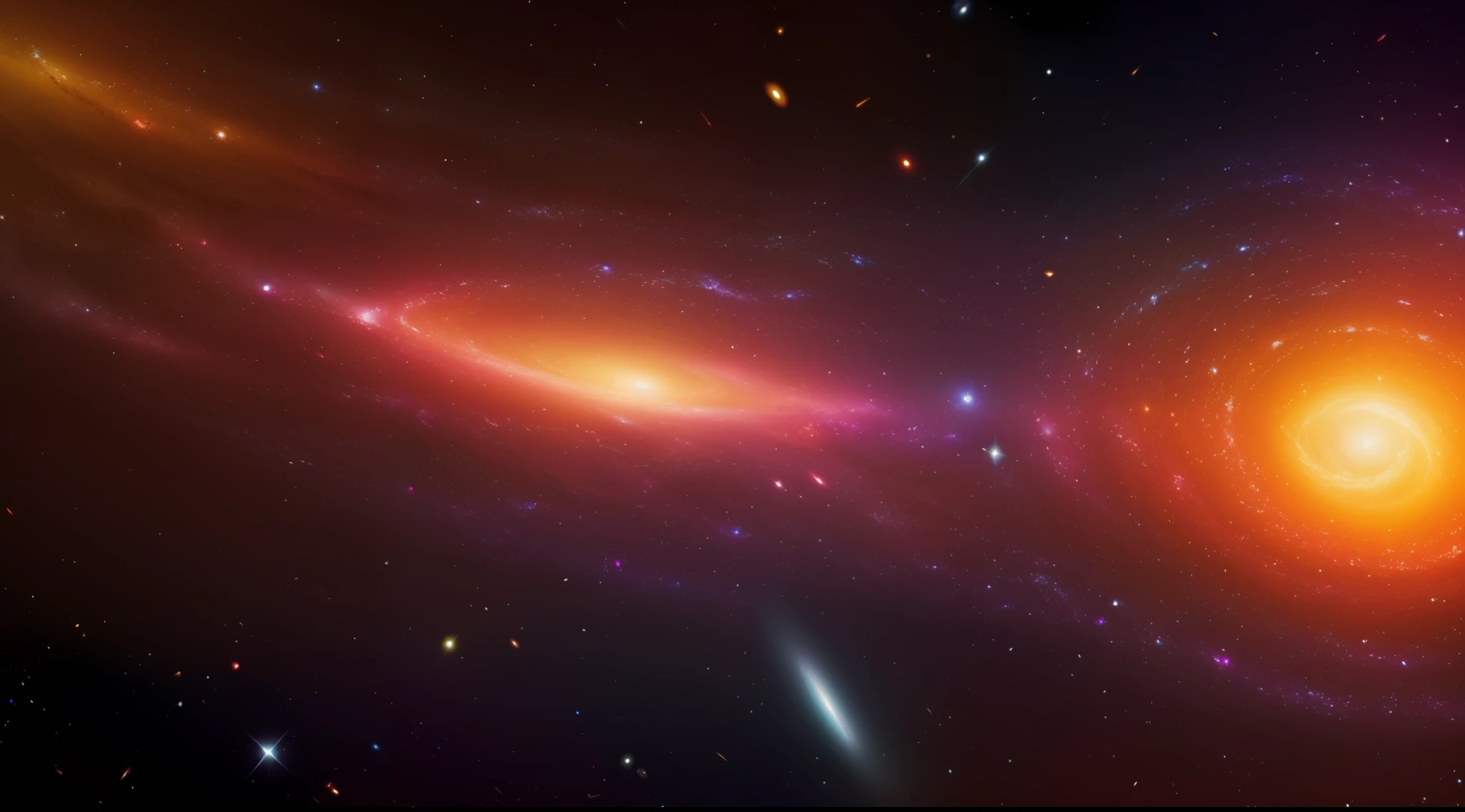 Arafed image of a spiral galaxy with a bright orange and yellow center, beautiful galaxy, near a galaxy, space galaxy, massive galaxy, galaxy space sci - fi, background galaxy, galaxy background, background of the galaxy, background is an alien galaxy, galaxy in the sky, galaxy simulation, interstellar galaxy, galaxy in the night sky, galaxy in the background