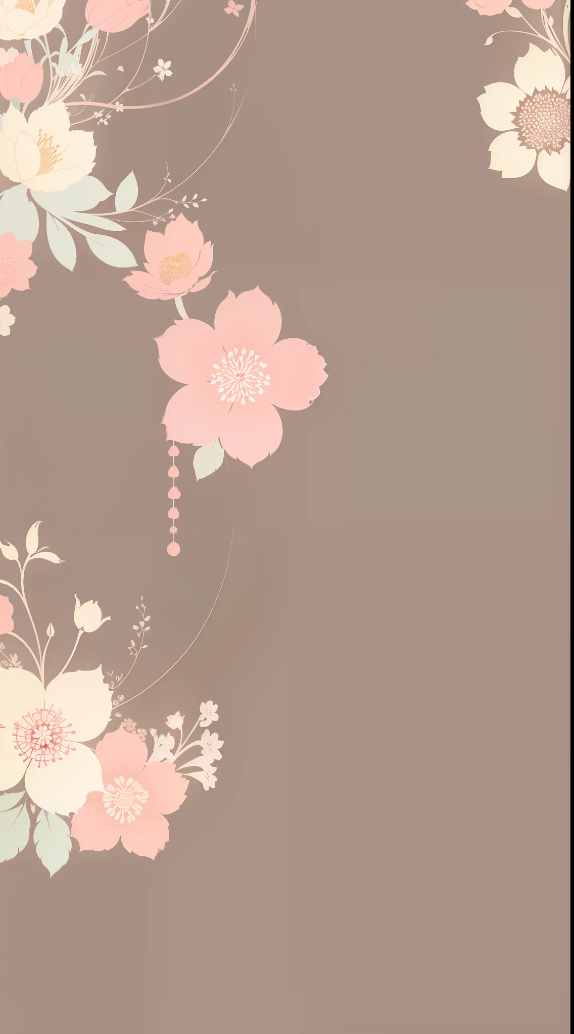 Japanese style wallpaper, com delicadas flores de cerejeira em tons suaves de rosa, contrastando com um fundo branco, paz