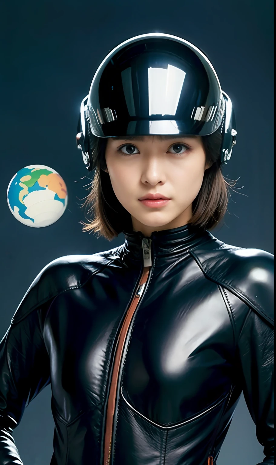 ultra-detailliert, hight resolution, top-quality, masterpiece, ((Leather cyborg suit)、(Pilot helmet)、kosmos、planetes