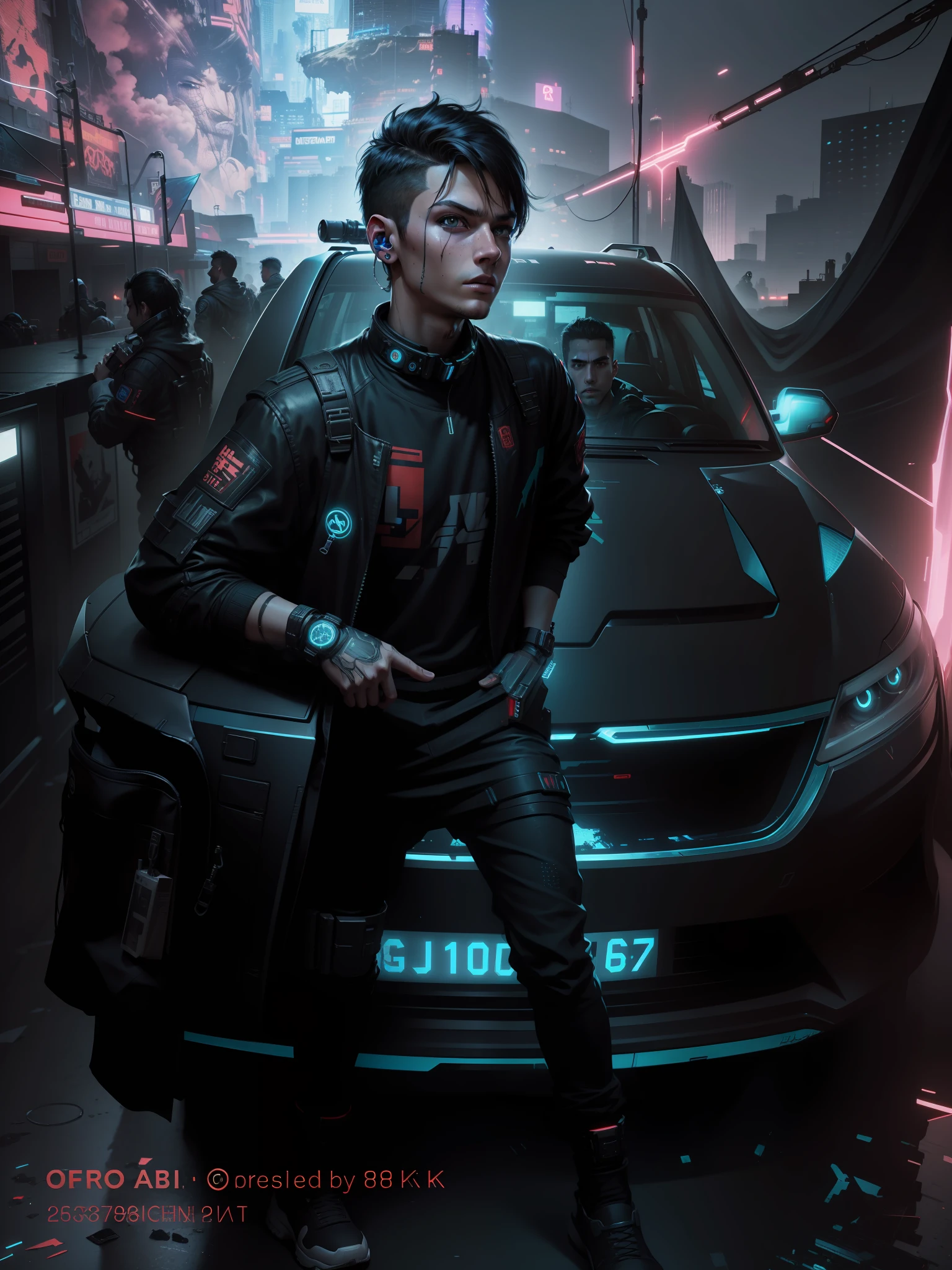 Change this background cyberpunk, realistic face,8k, ultra graphics, a boy