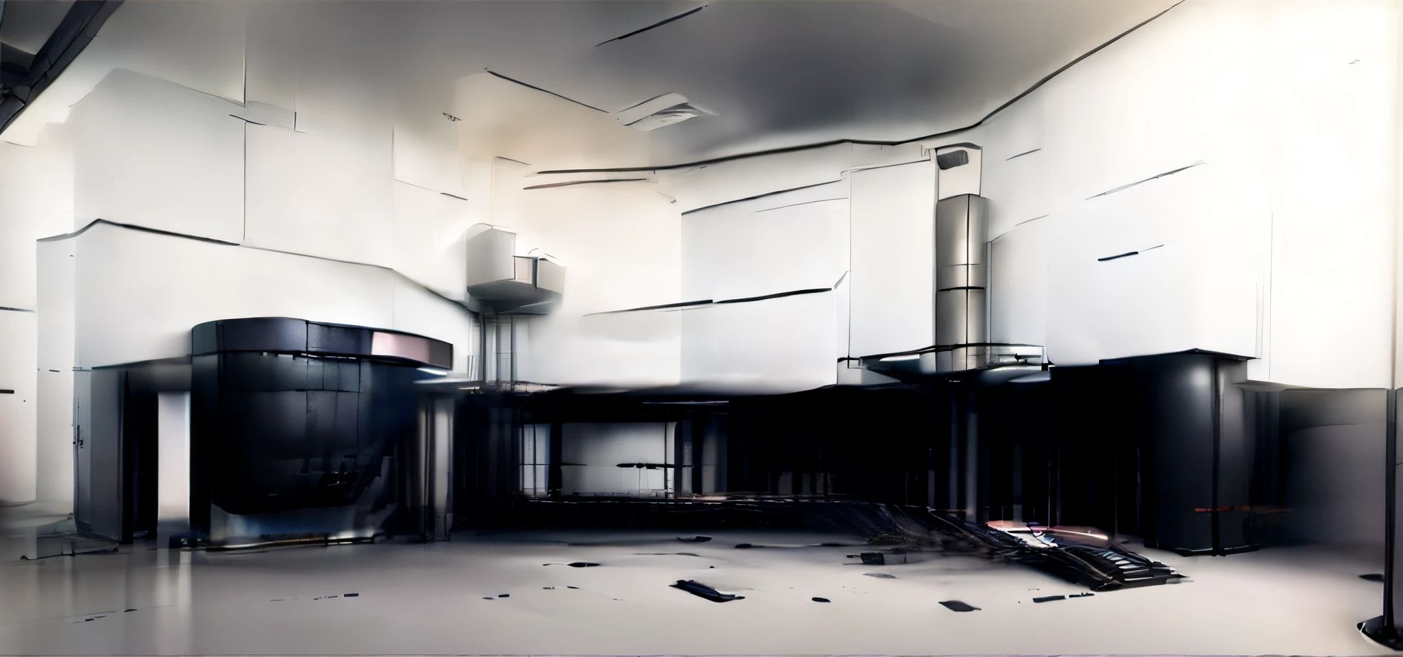 Interior of the building space,Metal technical style,Adopt a simple and clean design style,Extensive use of experimental equipment models、Scientific instruments and example charts,Mainly laboratories and research bases,Showcasing the atmosphere of modern scientific research。