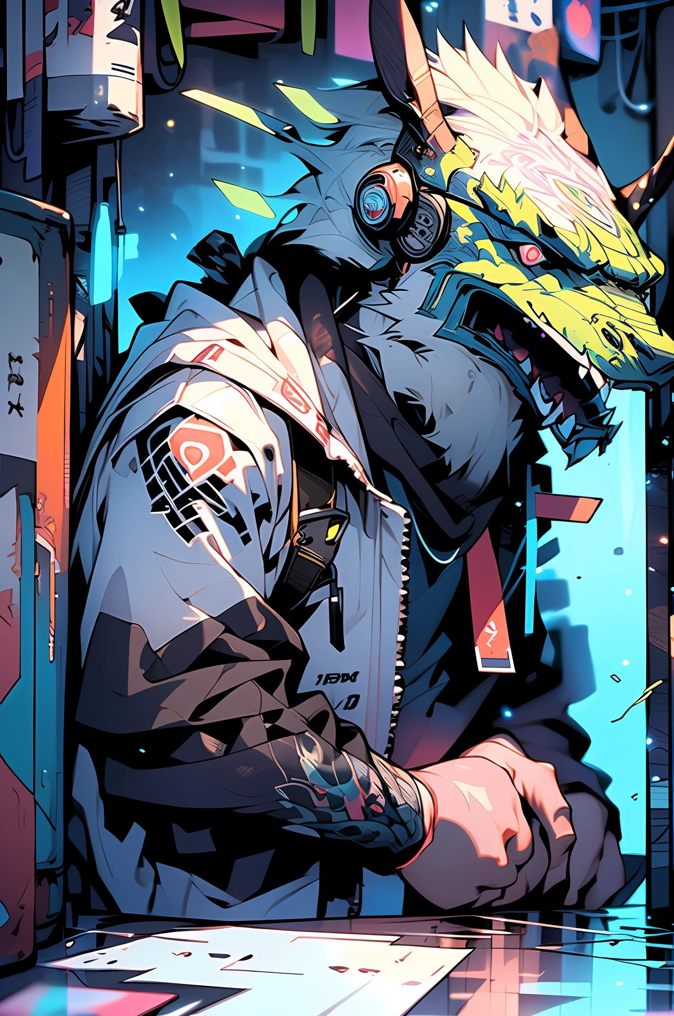 Gwenpool, colosseum,cybe,tattoo,without clothes,savage,small bust,Machine hands,shoulder length messy hair no clothing,detailed beautiful face,detailed beautiful eyes,shieid,happy, smail, super detailed skin,Beautiful slender style anime girl, hyperdetailed painting, luminism, art by Carne Griffiths and Wadim Kashin concept art, 4k resolution, fractal isometrics details bioluminescence , 3d render, octane render, intricately detailed , cinematic, trending on artstation Isometric Centered hyperrealistic cover photo awesome full color, hand drawn , gritty, realistic mucha , intricate, hit definition , cinematic,Rough sketch, bold lines, on paper ((upper_body,)),masterpiece, beautiful, High quality, color pencil, An image that speaks to the soul, 4K, 8K, 16K, (flashy colors, vivid color:1.6), (neon, neon light,blue LED, tattoo, :1.6)
BREAK
extremely delicate and beautiful girls, intricate detail, extremely delicate and beautiful, super fine illustration, beautiful detailed fullbody
BREAK
(sexy beautiful woman40yo:1.6), (full body:1.5), messy hair, flipped hair, colorful hair, multicolored hair, streaked hair, gradient hair, colored inner hair, split-color hair,
BREAK
(cyber punk:1.4), frill,lace,frill,lace,frill,lace
BREAK
((extra huge cool chainsaw in hands, extra huge cool weapon machine, mecha, mechanism, machine)), open stance, action pose,
white background,simple background,wide shot