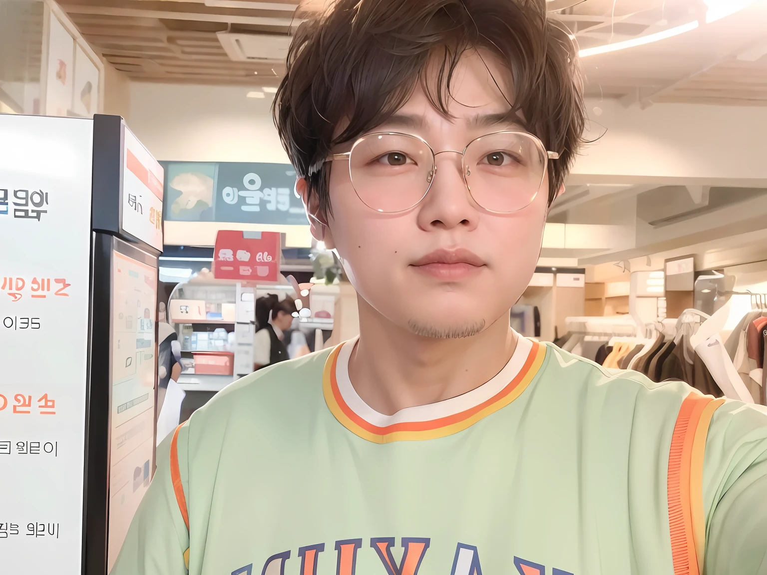 There was a man with glasses standing in the store, hong june hyung, hyung tae, Kim Tae-joon, bbwchan, SSAO 8 K, Shin Jinying, South Korean male, yanjun cheng, jaeyeon nam, joongwon jeong, Zhongyuan Zheng Lei, profile picture 1024px, with round face, headshot profile picture
