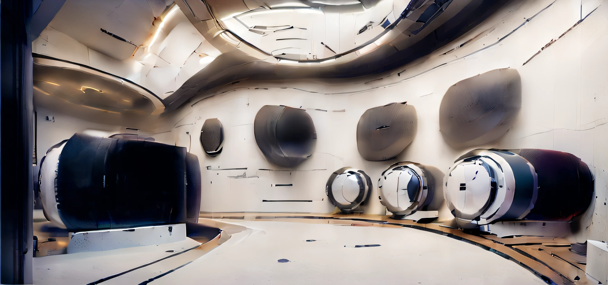 Interior of the building space,Metal technical style,Adopt a simple and clean design style,Extensive use of experimental equipment models、Scientific instruments and example charts,Mainly laboratories and research bases,Showcasing the atmosphere of modern scientific research。