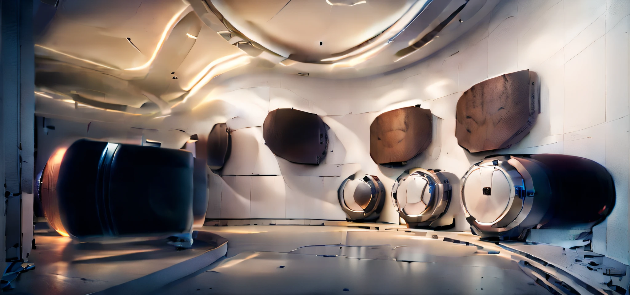 Interior of the building space,Metal technical style,Adopt a simple and clean design style,Extensive use of experimental equipment models、Scientific instruments and example charts,Mainly laboratories and research bases,Showcasing the atmosphere of modern scientific research。