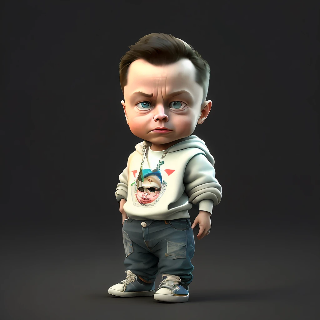 cbzbb, elon musk, personagem, fofo, pequeno, bonito, Devian Art, Trending Artstation, Digital Art, Detailed, Cute, Realistic, Humanoid, Character, tiny, Cinematic Sho, Cinematic Lights, Elon Musk, Looks happy, money, sky