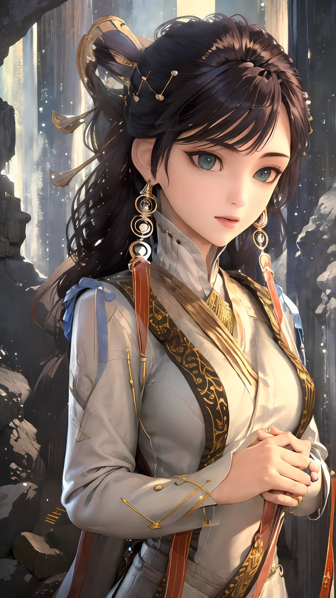 (1girl:1.3),solo,__body-parts__,
official art, unity 8k wallpaper, ultra detailed, beautiful and aesthetic, beautiful, masterpiece, best quality,Fantastical Atmosphere, Calming Palette, Tranquil Mood, Soft Shading,
Miko priestess, charm spell, talisman familiar, shrine maiden duties,