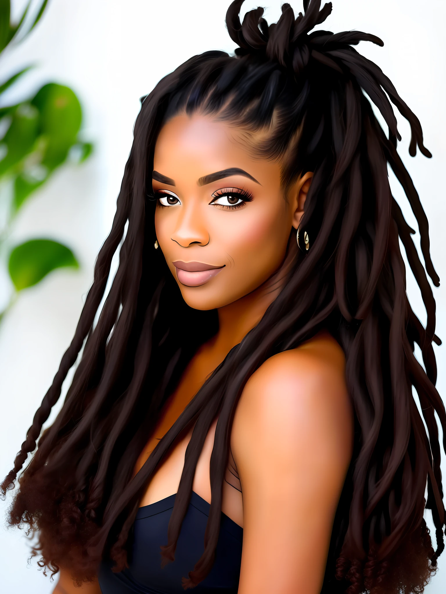 Mulher negra com cabelo de dread