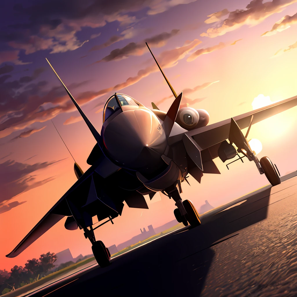 Fighters、Planes、aircraft、sunset、the ground、Sateen、Top image quality、High definition image quality