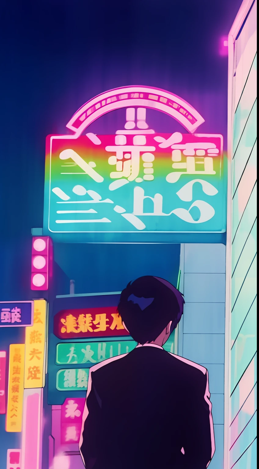 1boy ,校服,Drive a motorcycle,city neon light