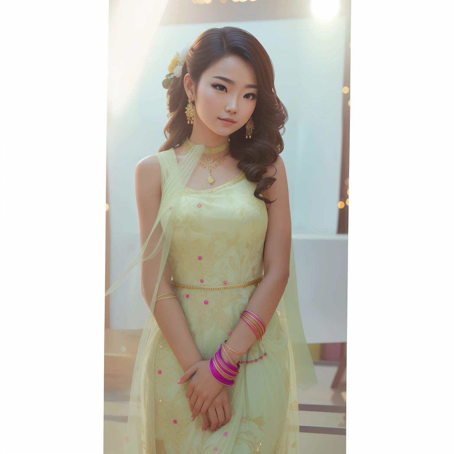 best quality, masterpiece, highres, 1girl,china dress,hair ornament,necklace, jewelry,Beautiful face,upon_body, tyndall effect,photorealistic, dark studio, rim lighting, two tone lighting,(high detailed skin:1.2), 8k uhd, dslr, soft lighting, high quality, volumetric lighting, candid, Photograph, high resolution, 4k, 8k, Bokeh,